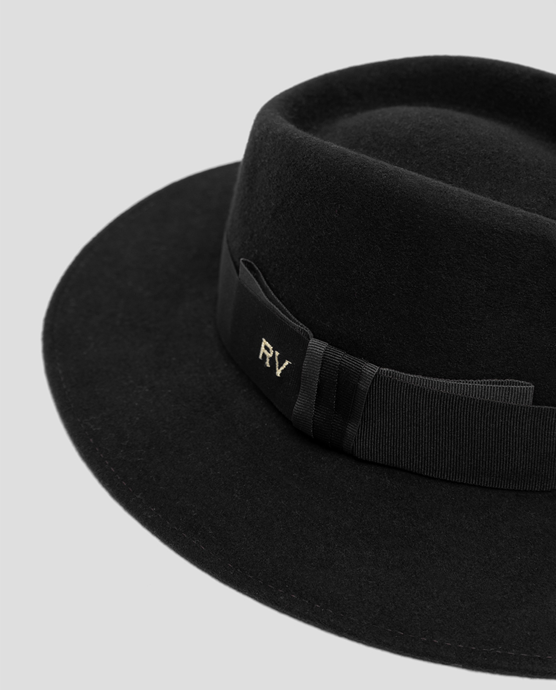Chapéu de Feltro com Aba Larga e Laço a Condizer Preto-2