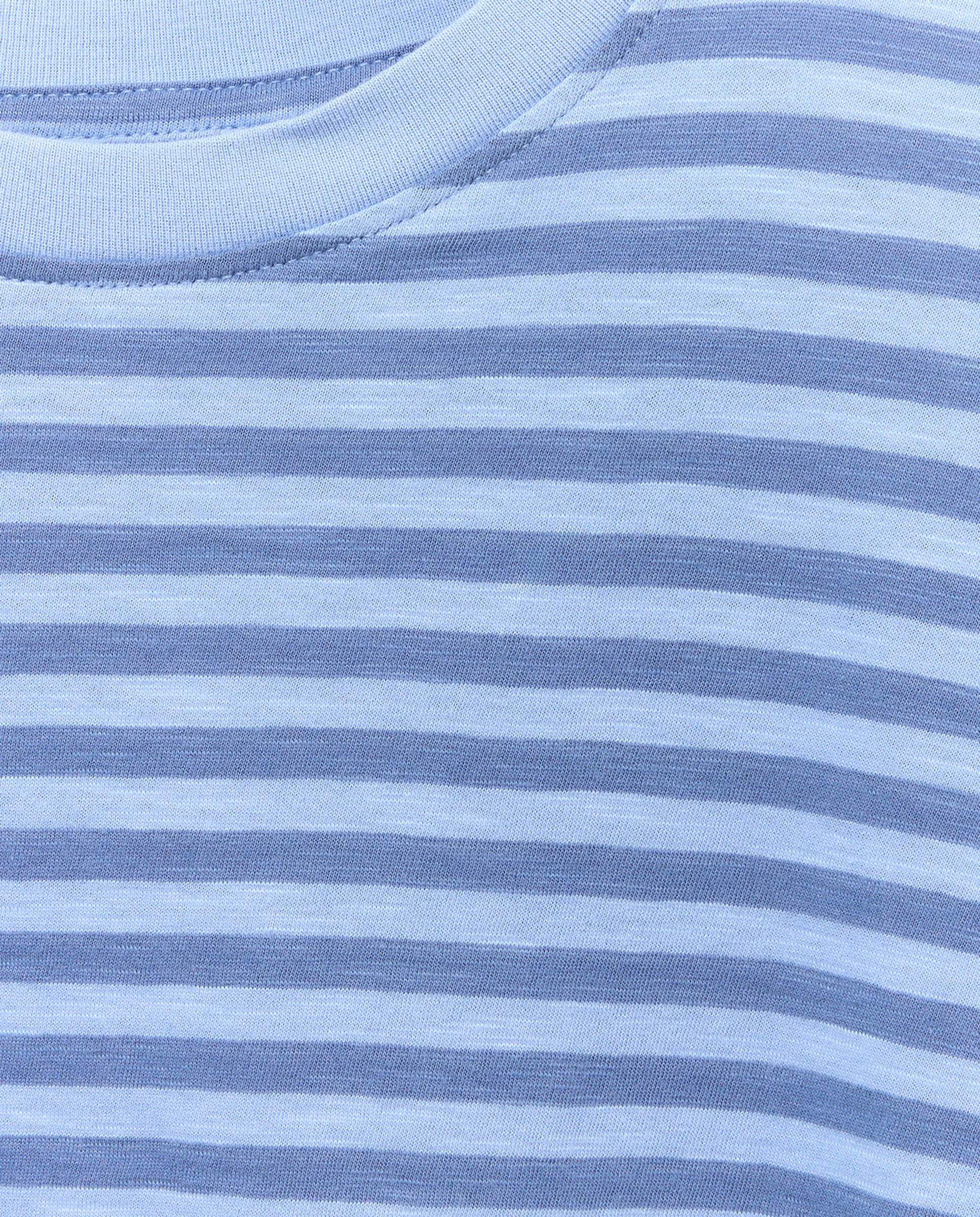 Camisola de Manga Comprida e Decote Redondo às Riscas Azul-5