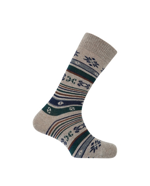 Imagen 0 de Calcetín corto cachemira-lana cenefas nórdicas. Hecho en España