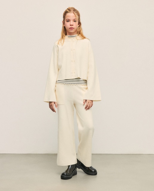 Imagem 0 de Calças Wide Leg de Tricot de Malha Milano