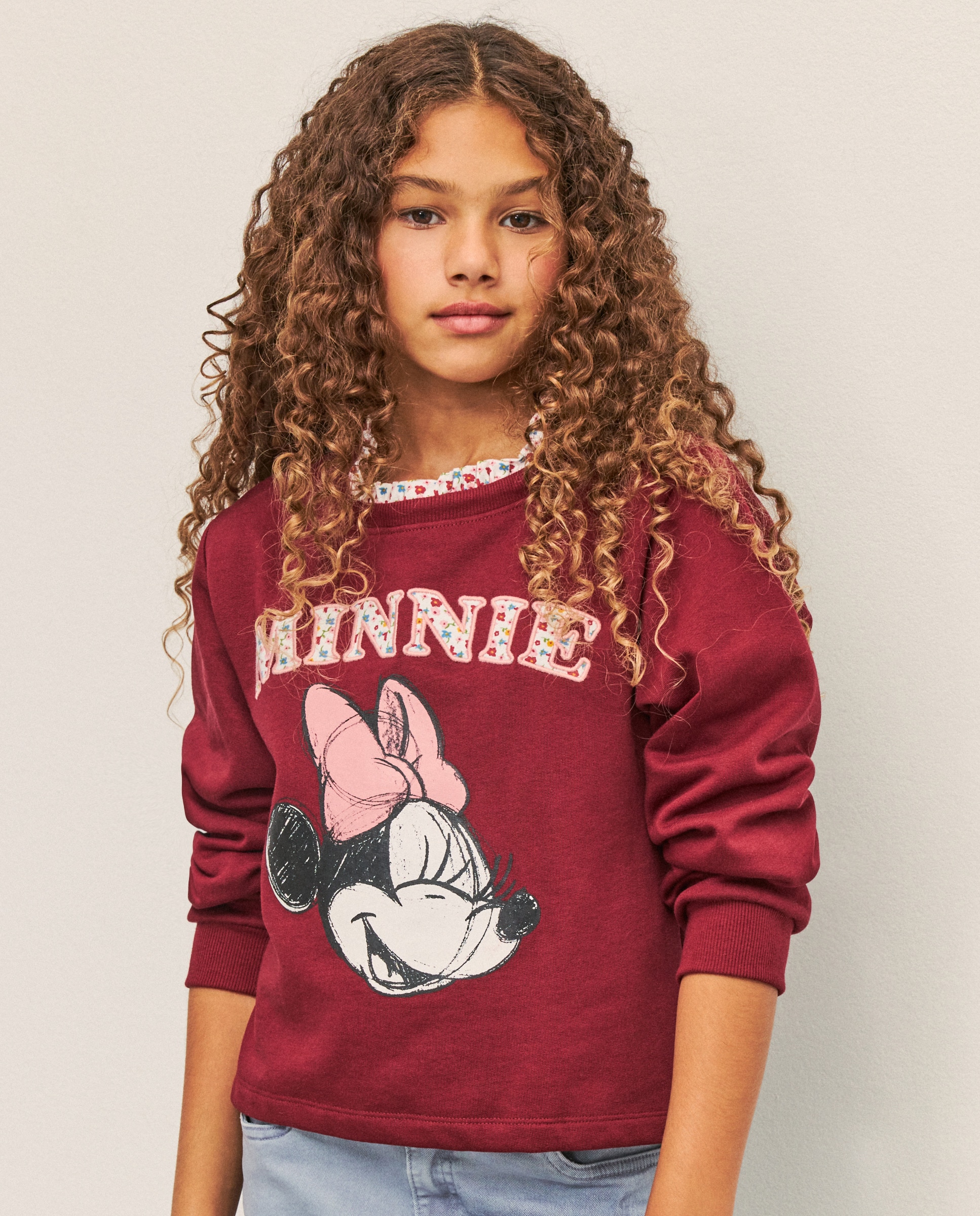 Sweatshirt com Decote Redondo e Detalhe da Minnie Bordeaux-1