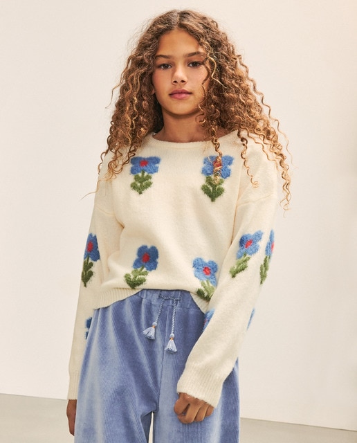 Imagem 0 de Camisola de Malha com Intársia e All Over Print de Fantasia com Pelo