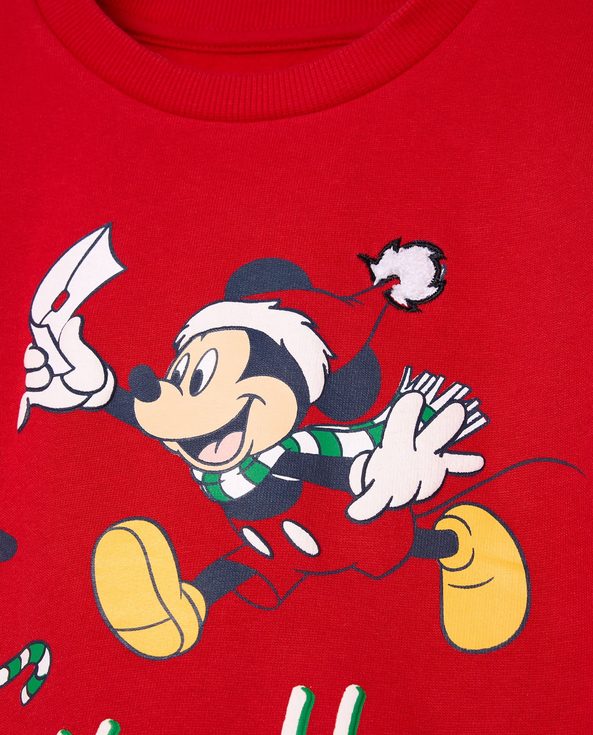 Sweatshirt de Gola Redonda e Estampado de Fantasia Mickey Fechada Vermelho-5