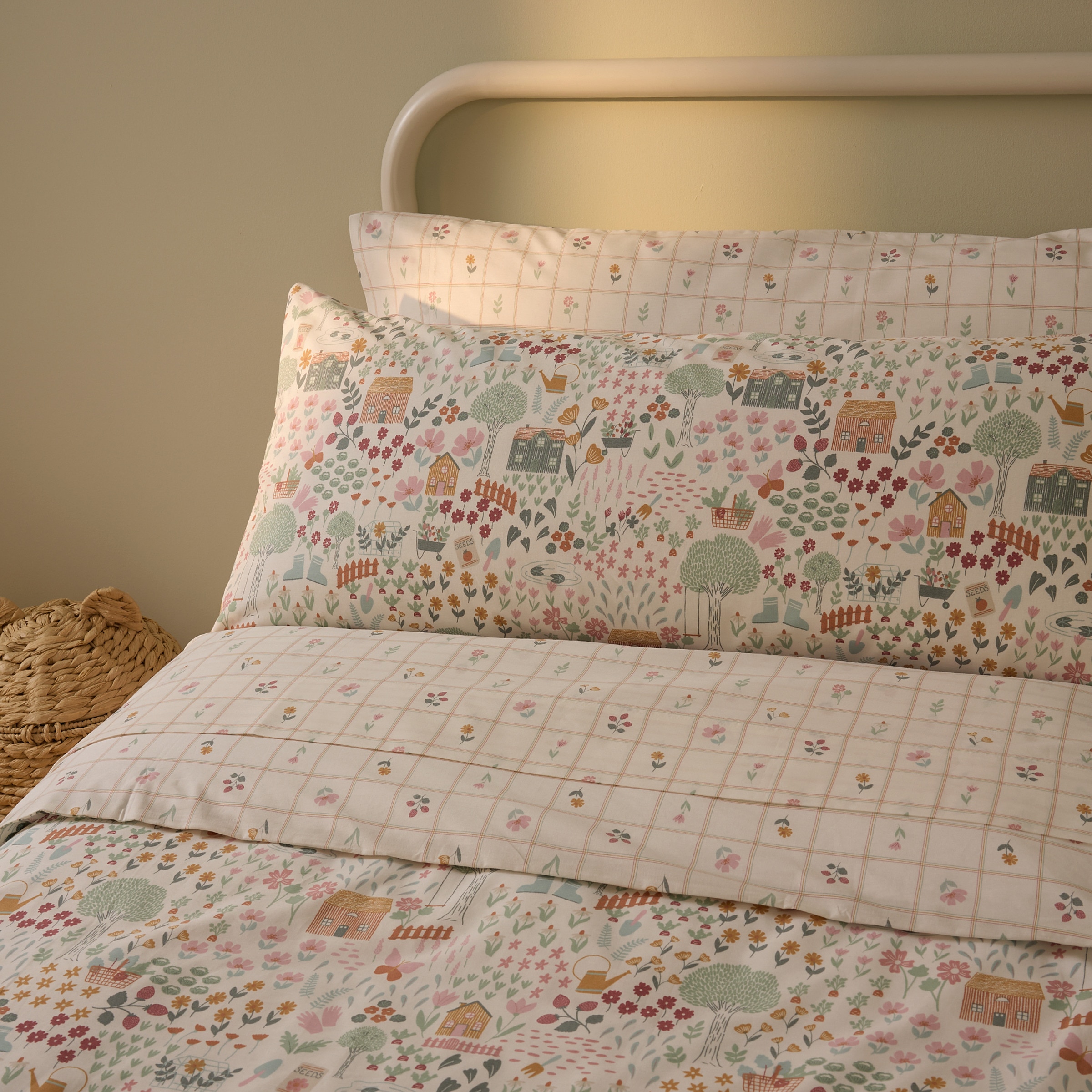 Conjunto de Capa de Edredão de Algodão Hortense Multicolor-7