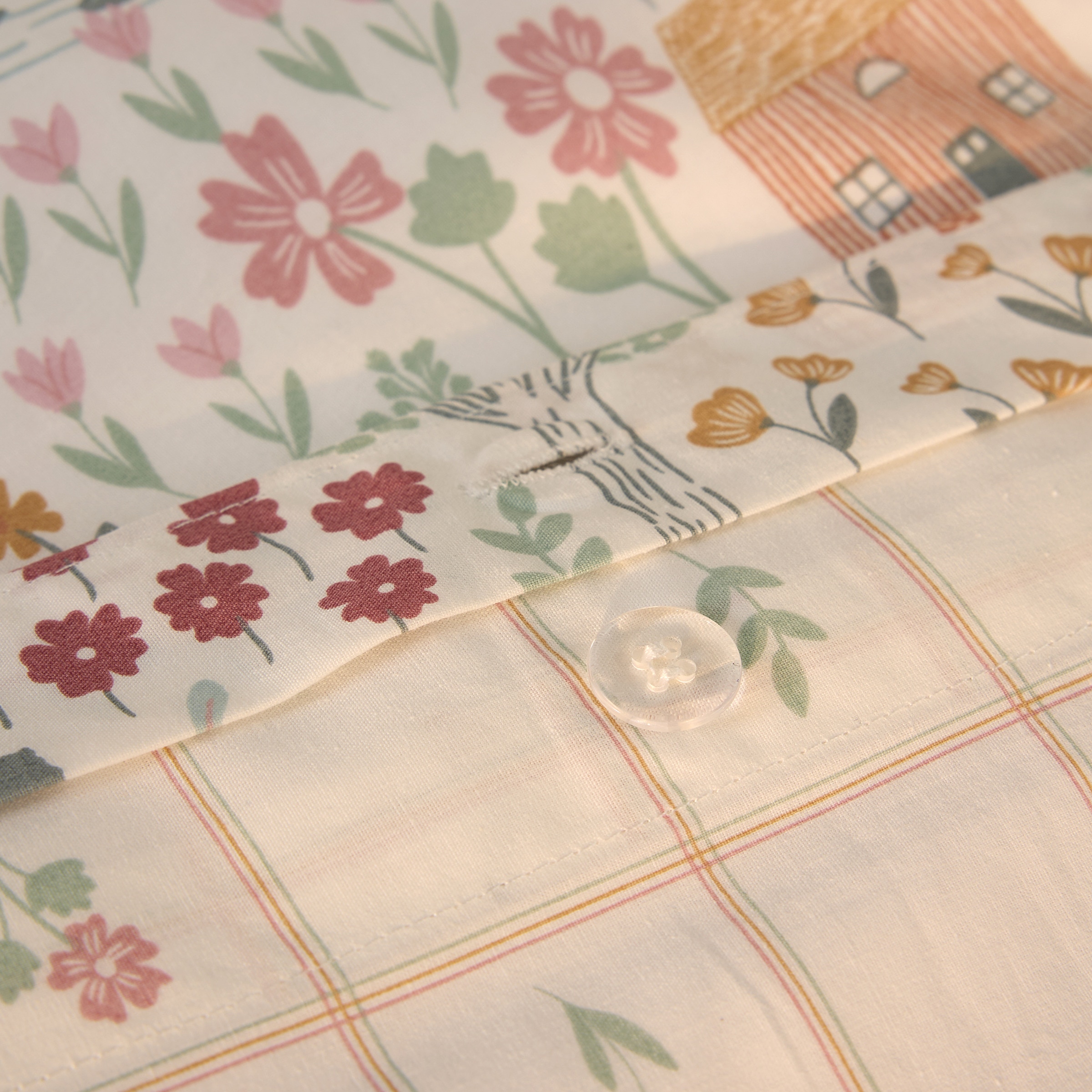 Conjunto de Capa de Edredão de Algodão Hortense Multicolor-5