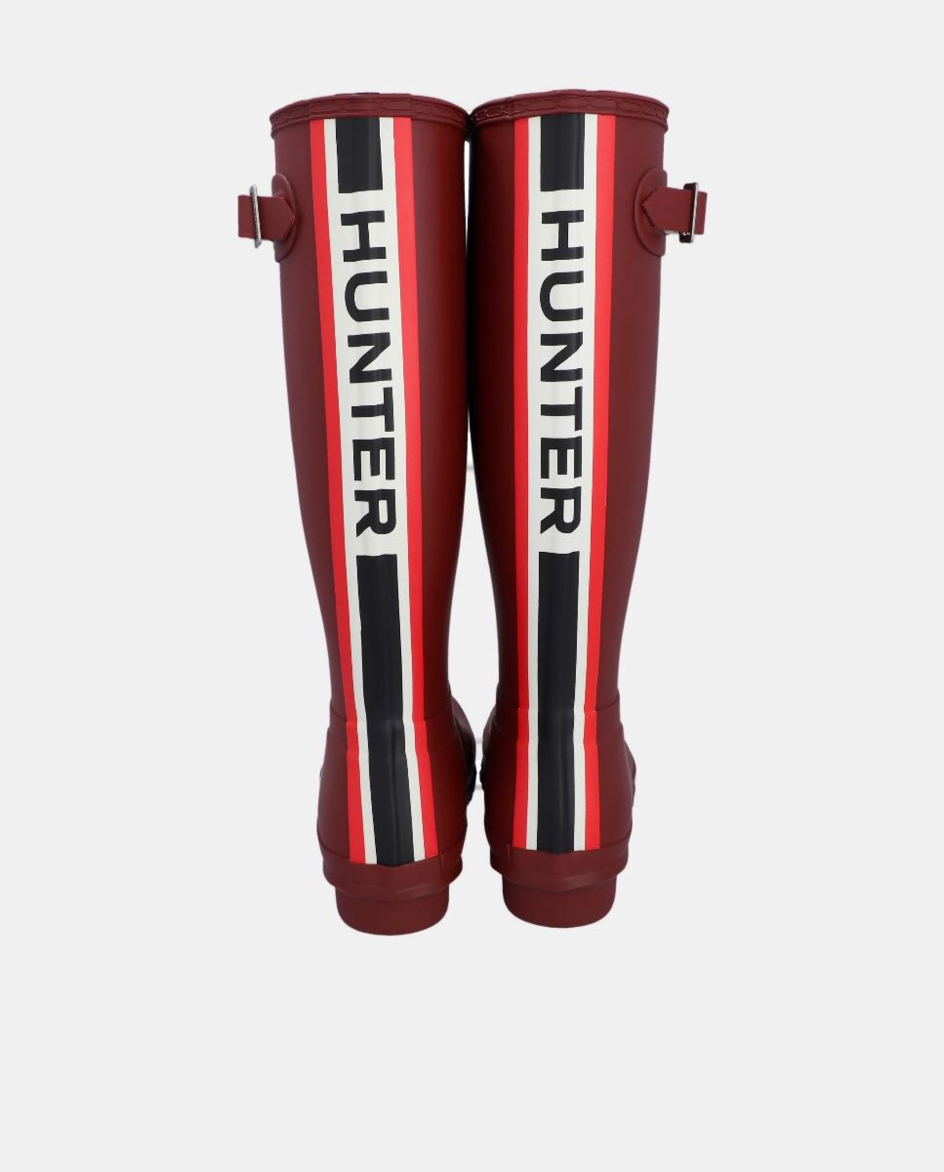 Galochas de Borracha de Cano Alto com Salto de Bloco Vermelho/Grená-4