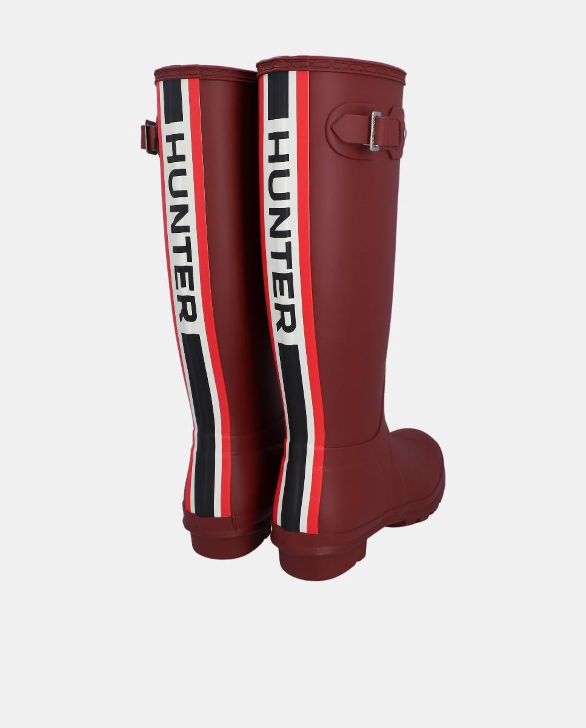 Galochas de Borracha de Cano Alto com Salto de Bloco Vermelho/Grená-3