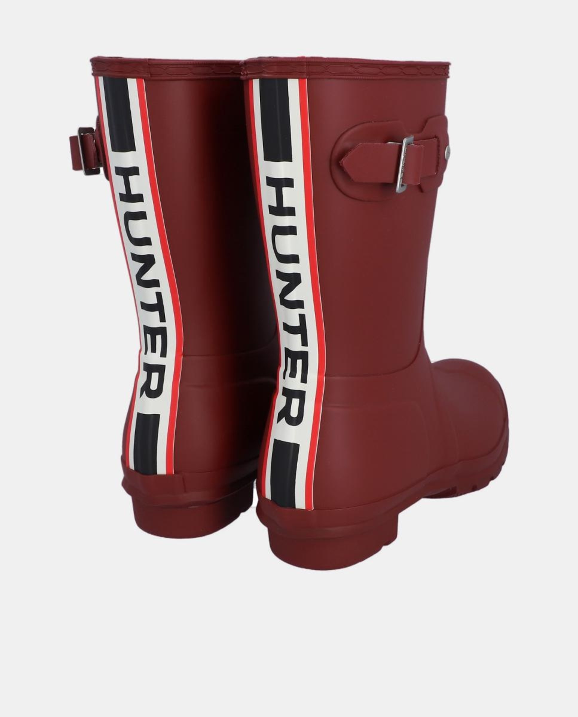 Galochas de Borracha de Cano Médio com Salto de Bloco Vermelho/Grená-4