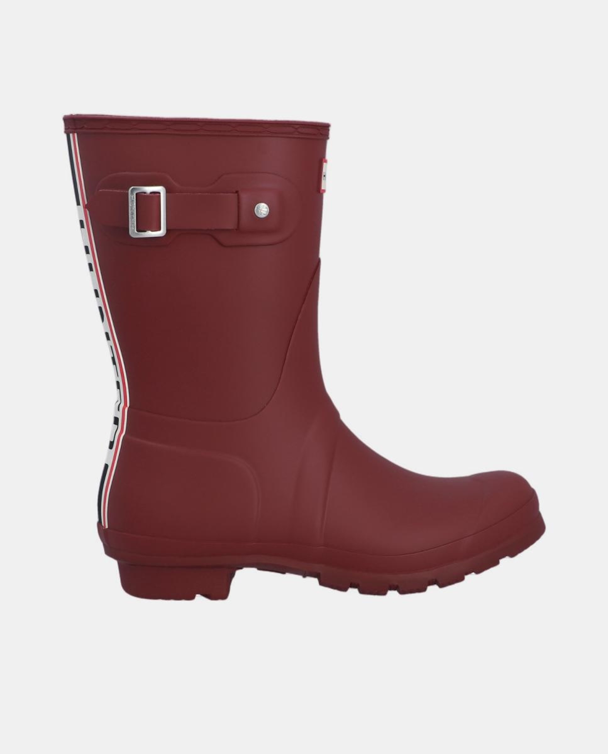 Galochas de Borracha de Cano Médio com Salto de Bloco Vermelho/Grená-1