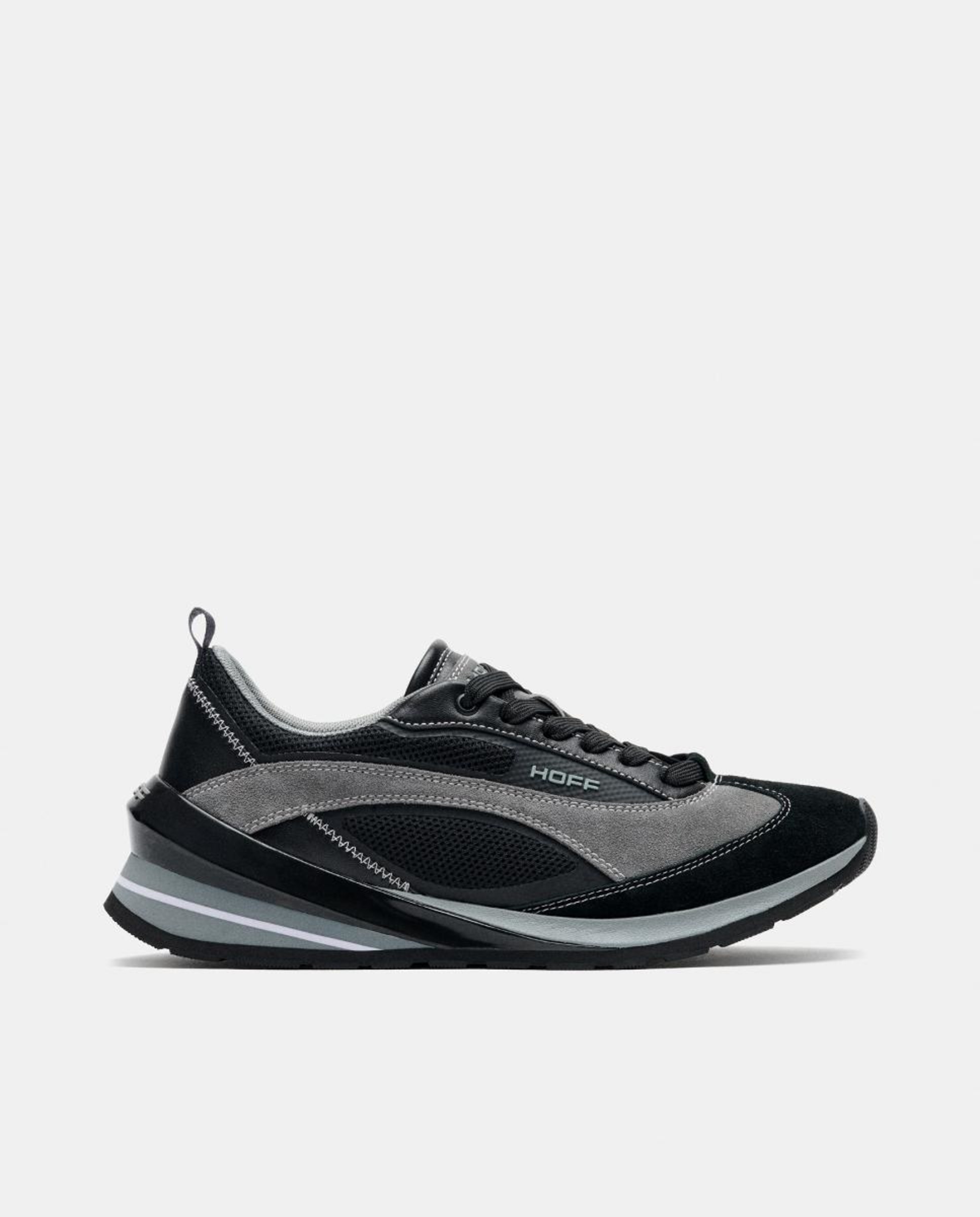 Sapatilhas em Pele com Plataforma Baixa Preto-1