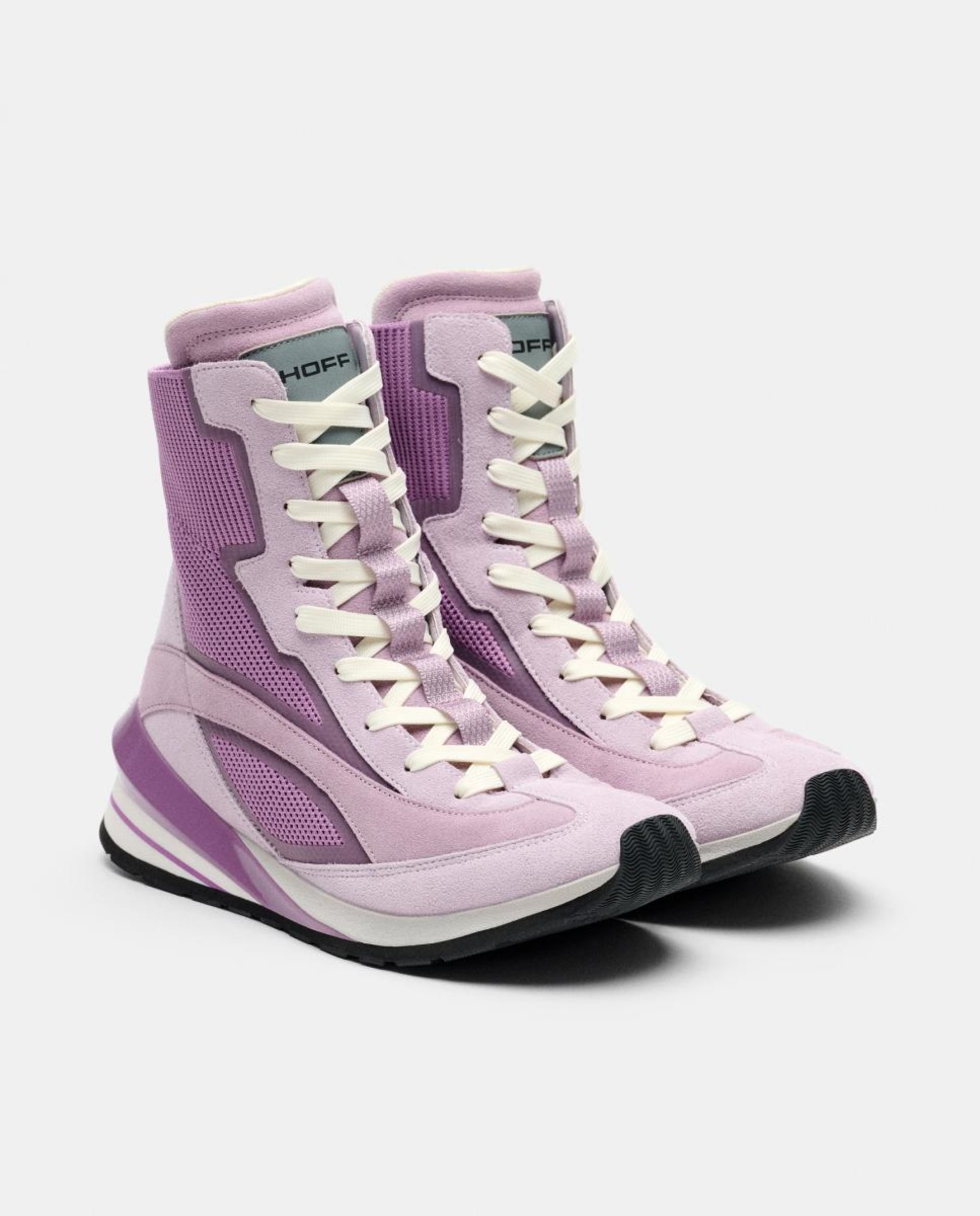 Sapatilhas em Pele com Plataforma Baixa Lilás-2