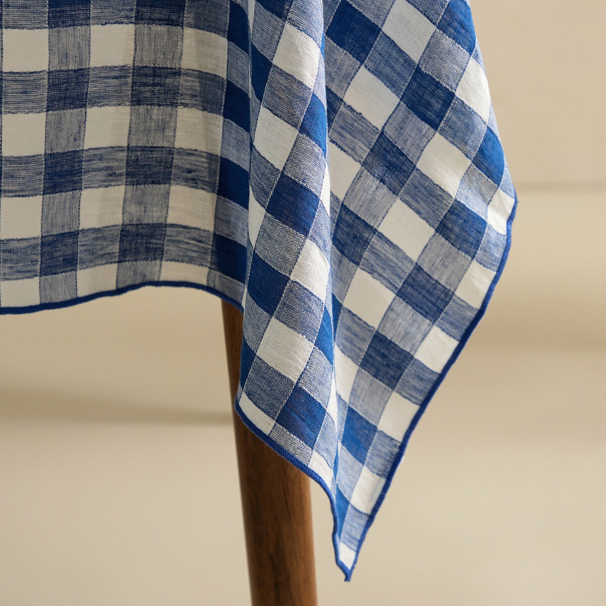 Toalha de Mesa de Linho Vichy Azul-4