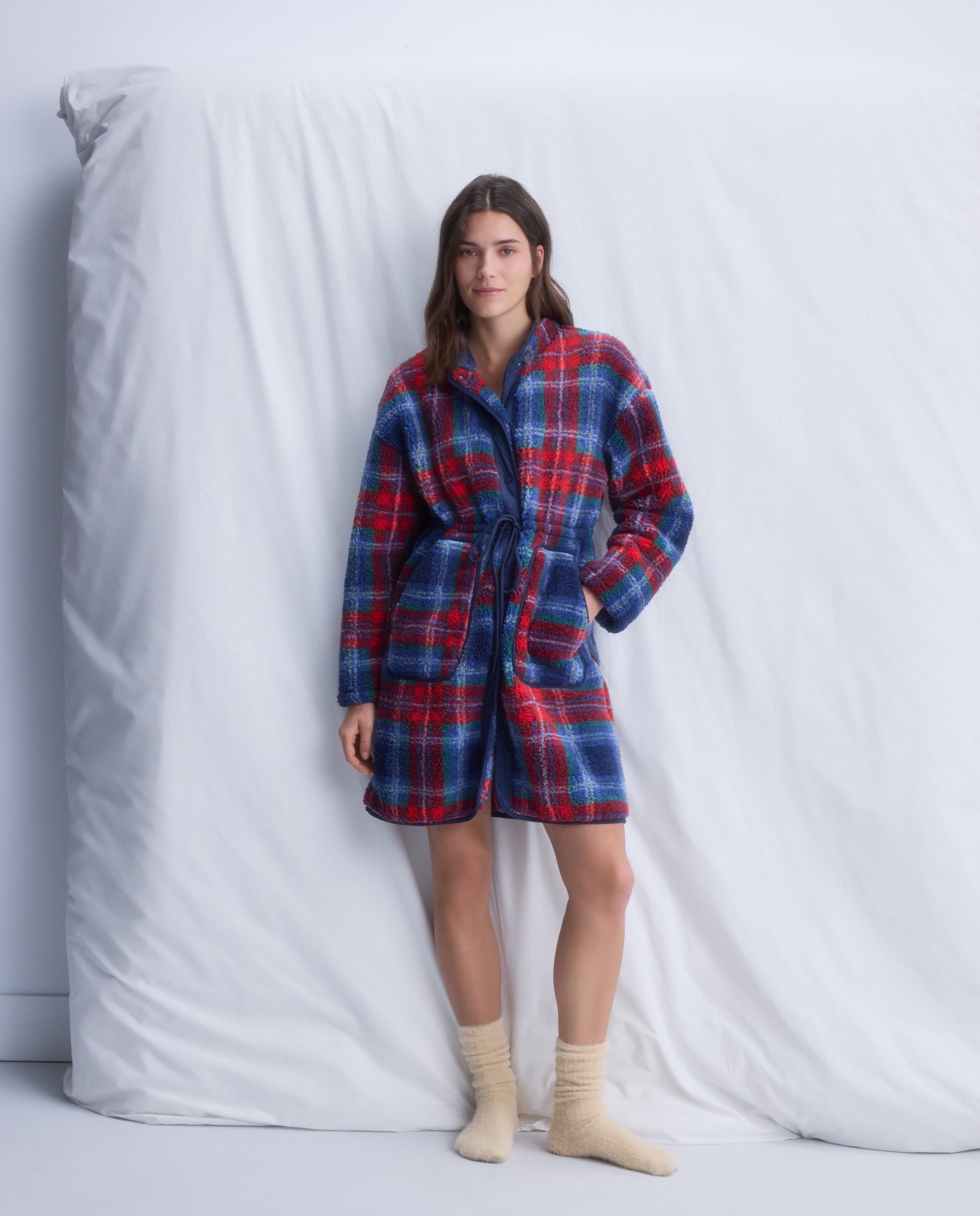 Robe aos Quadrados com Botões Vermelho-2