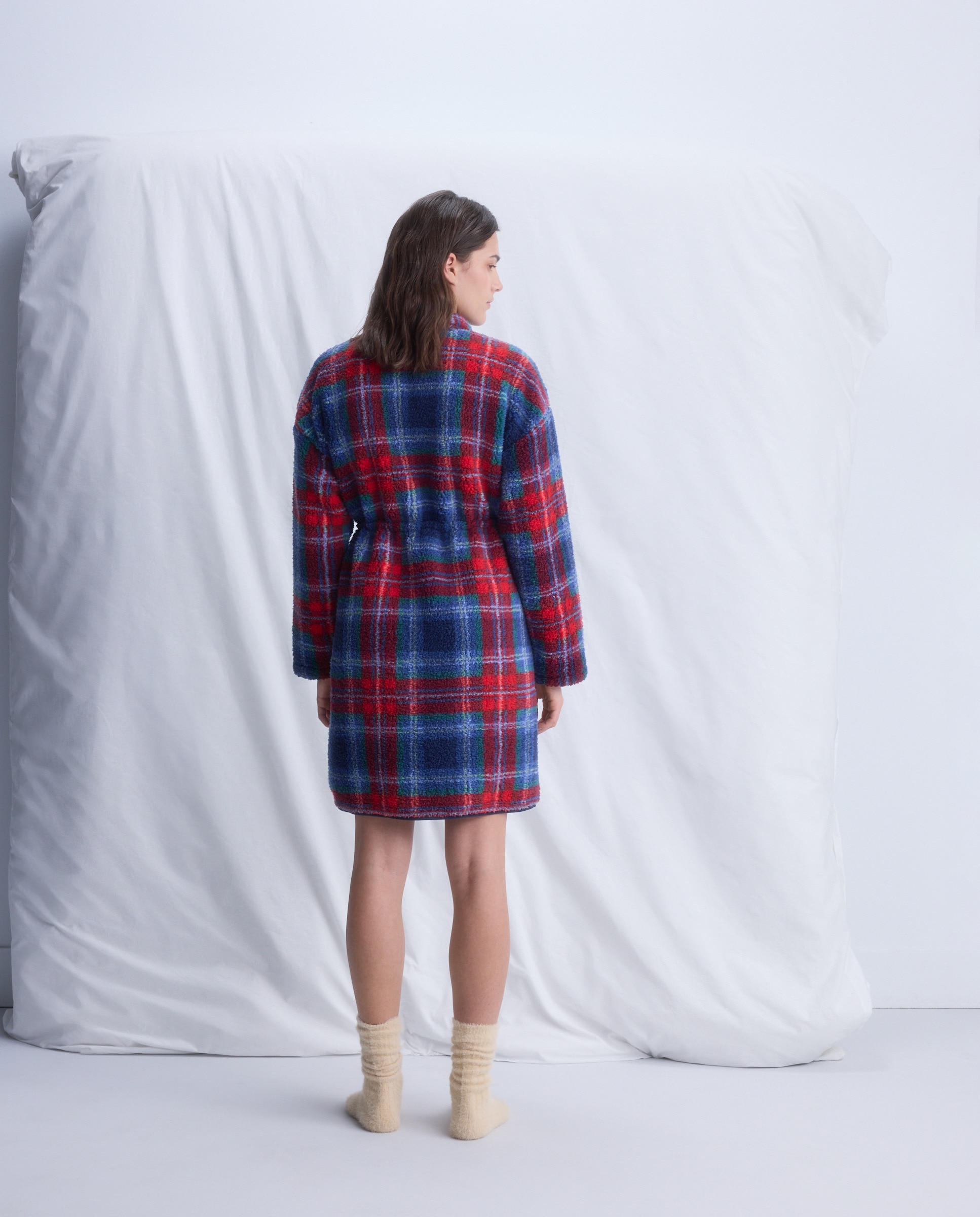 Robe aos Quadrados com Botões Vermelho-3