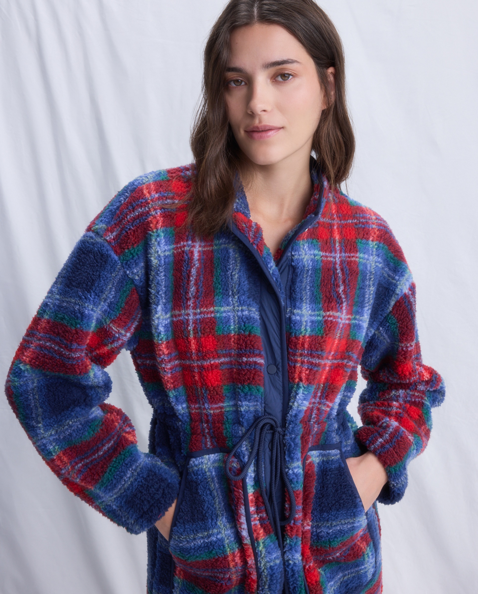 Robe aos Quadrados com Botões Vermelho-1