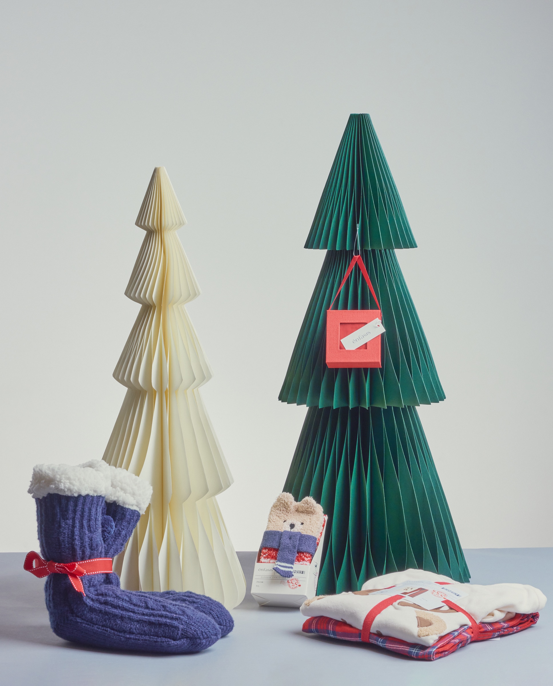 Pijama Natalício com Calças aos Quadrados Branco-marfim-5