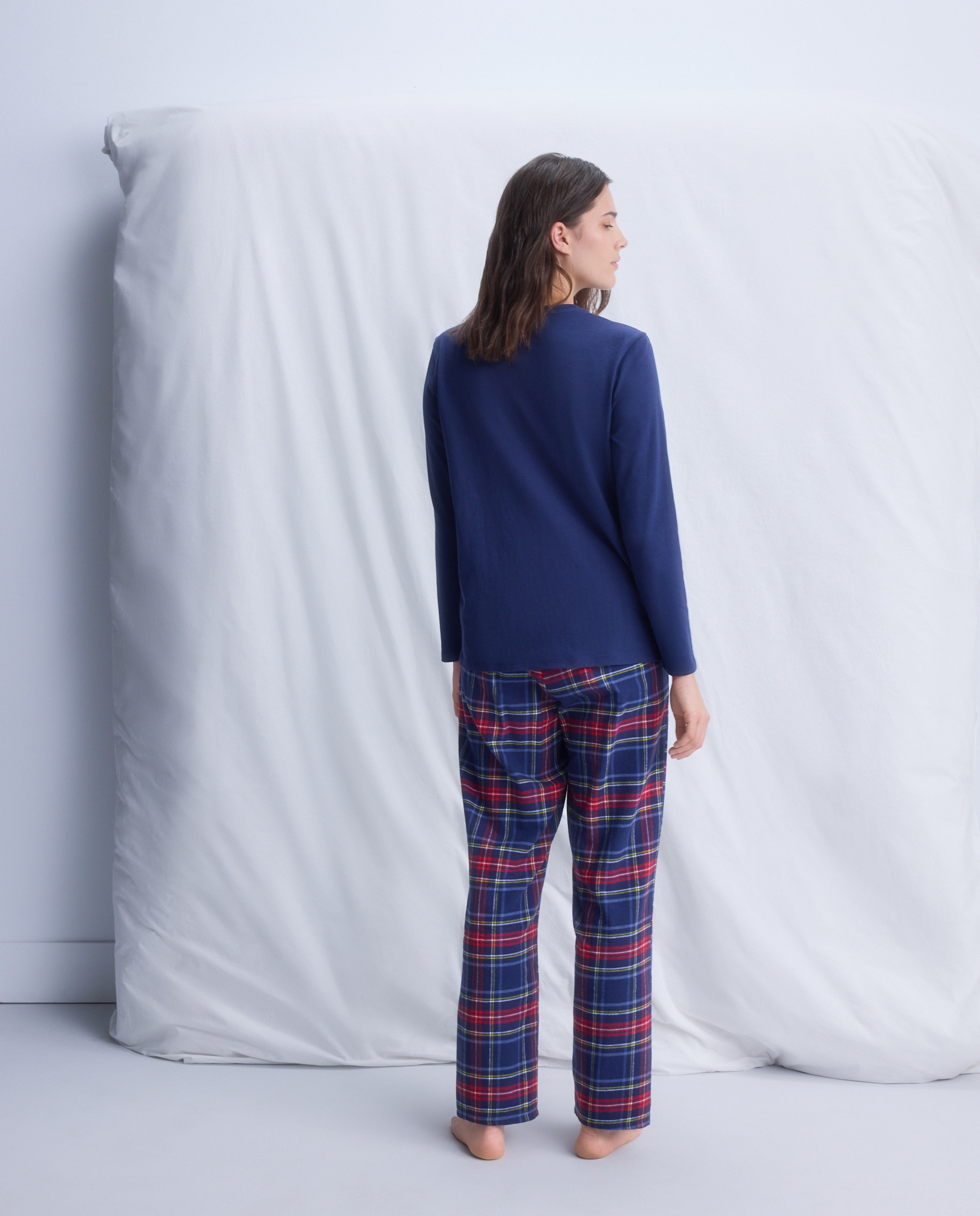 Pijama Natalício com T-shirt "Let It Snow" Azul-marinho-3