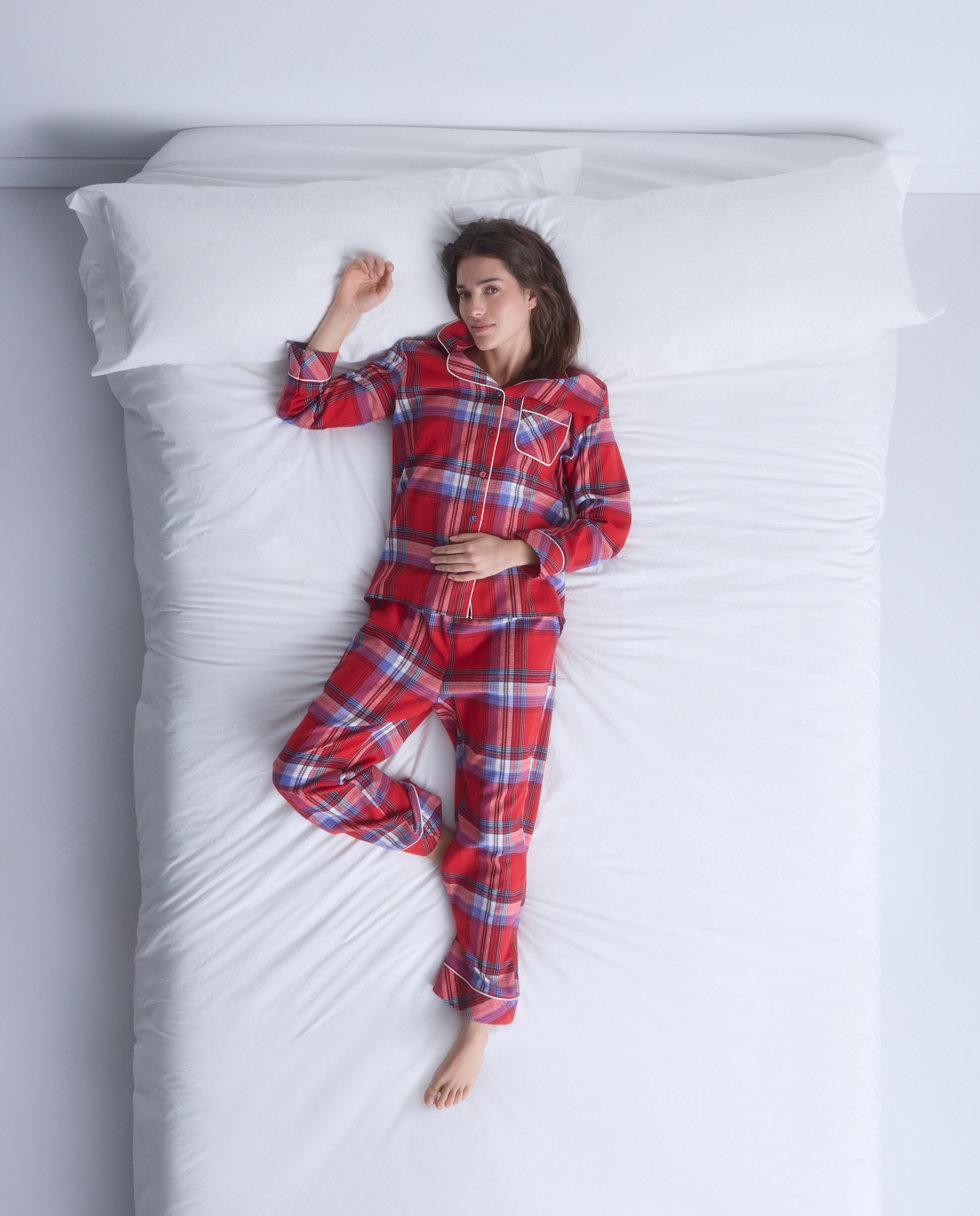 Pijama Camiseiro aos Quadrados Vermelho-4