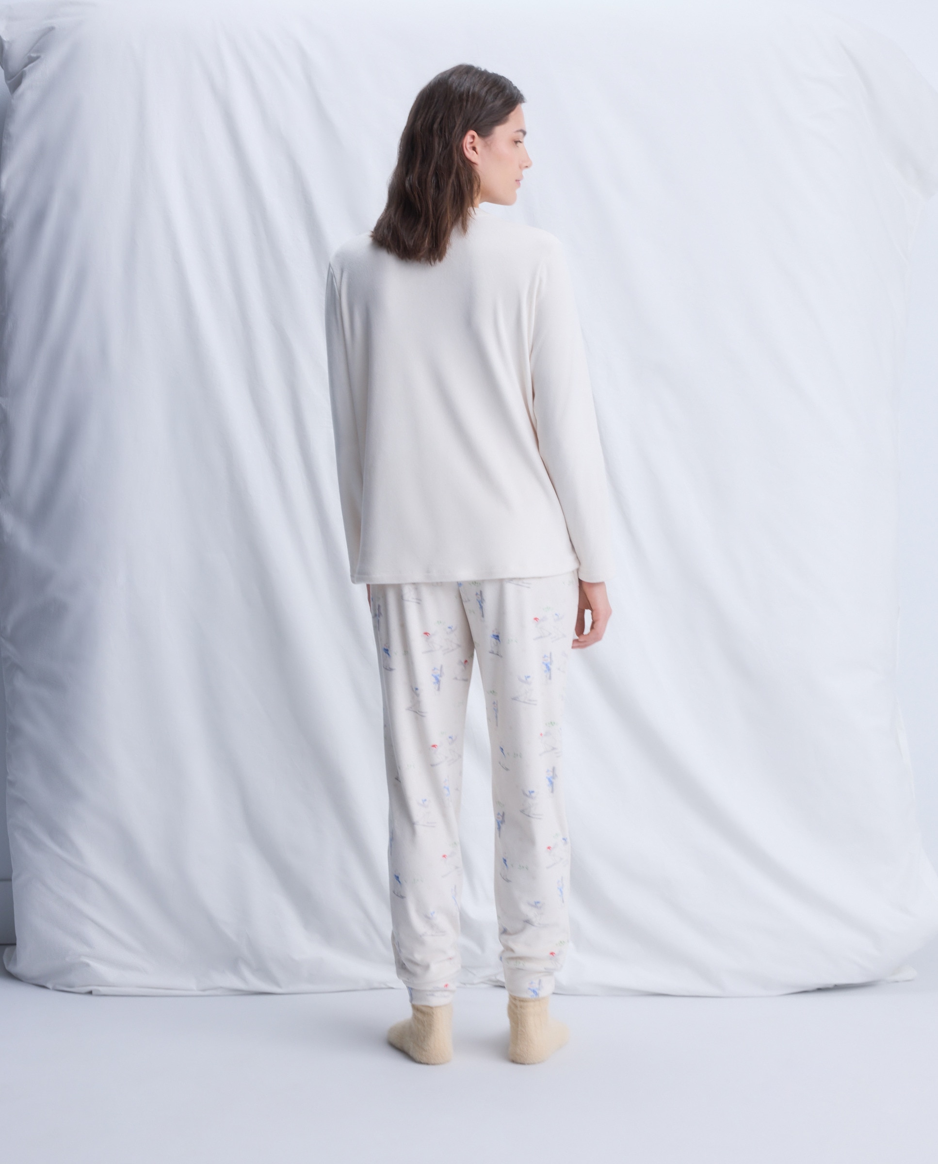 Pijama com Estampado de Skis 120 Cru-2