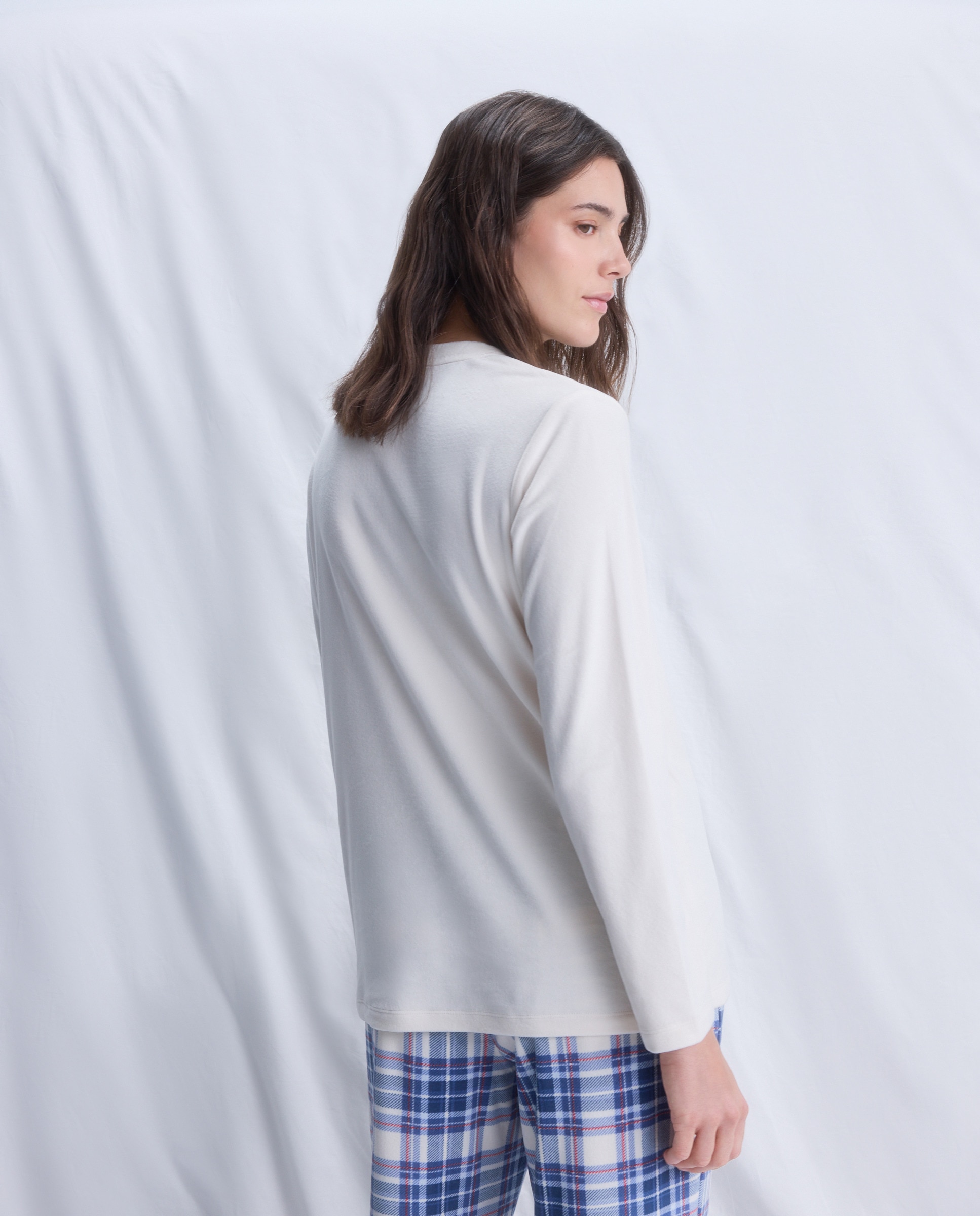 Camisola de Pijama com Letras Flocadas 120 Cru-3