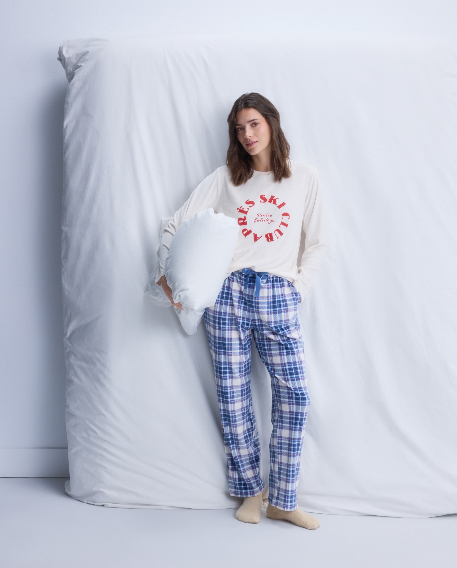 Camisola de Pijama com Letras Flocadas 120 Cru-2