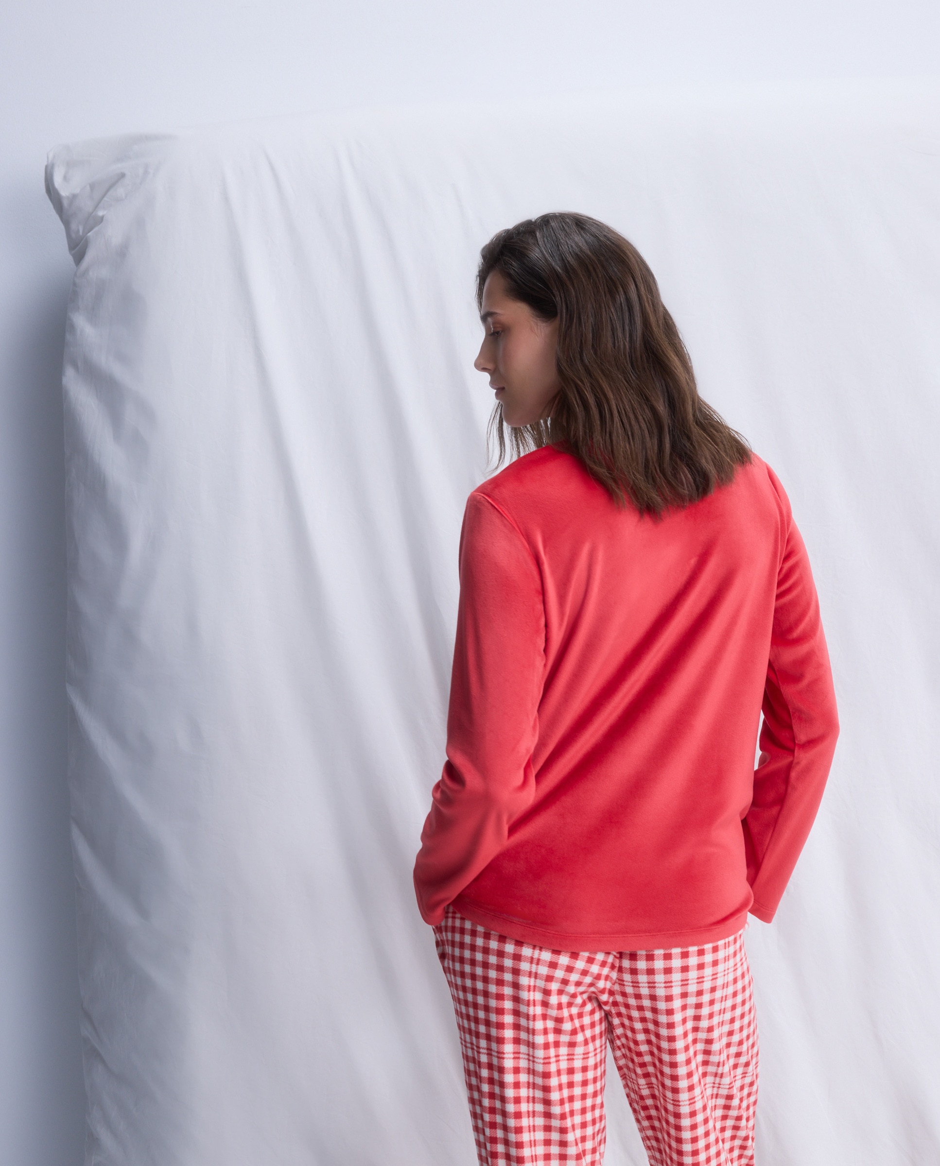 Camisola de Pijama com Letras Flocadas 600 Vermelho-3