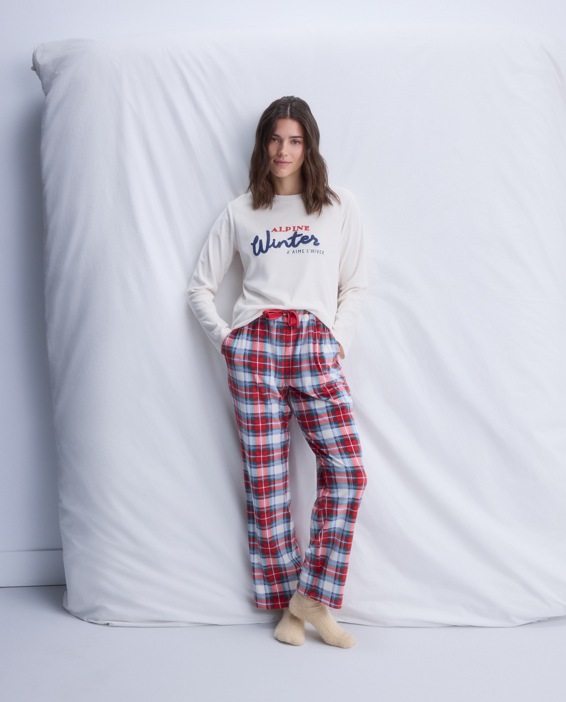 Camisola de Pijama com Letras Flocadas 120 Cru-2