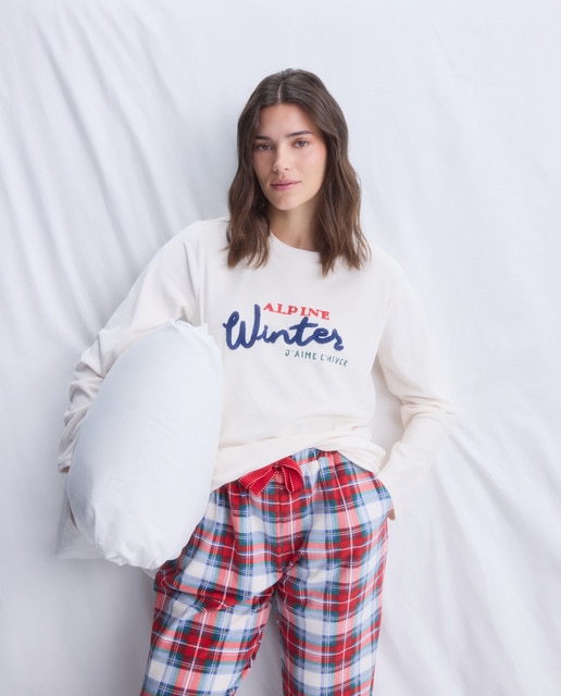 Imagem 0 de Camisola de Pijama com Letras Flocadas