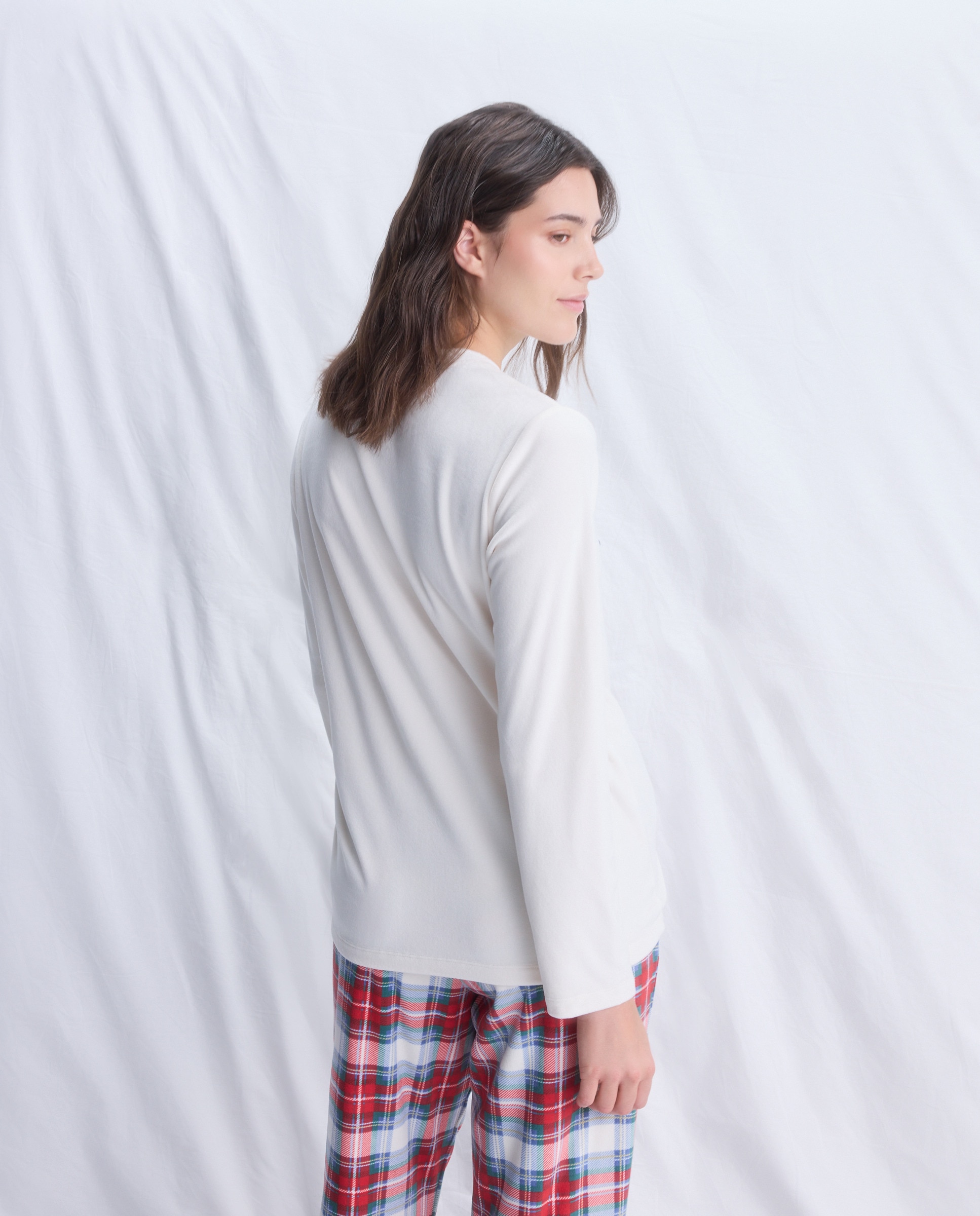 Camisola de Pijama com Letras Flocadas 120 Cru-3