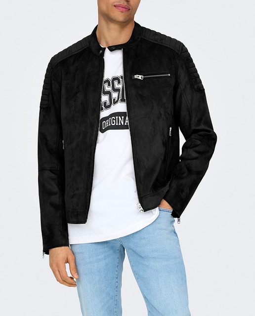 Imagen 0 de Chaqueta de hombre biker de suede