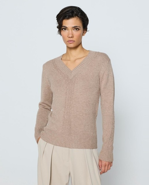 Imagen 0 de Jersey de mujer trenzado cuello pico