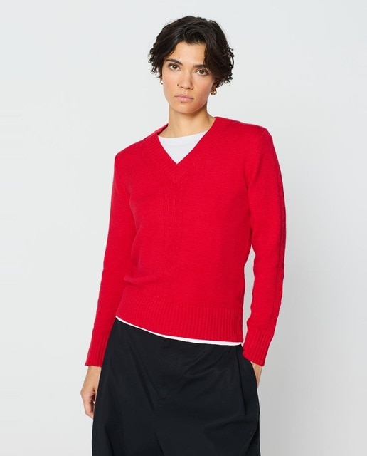 Imagen 0 de Jersey de mujer trenzado cuello pico
