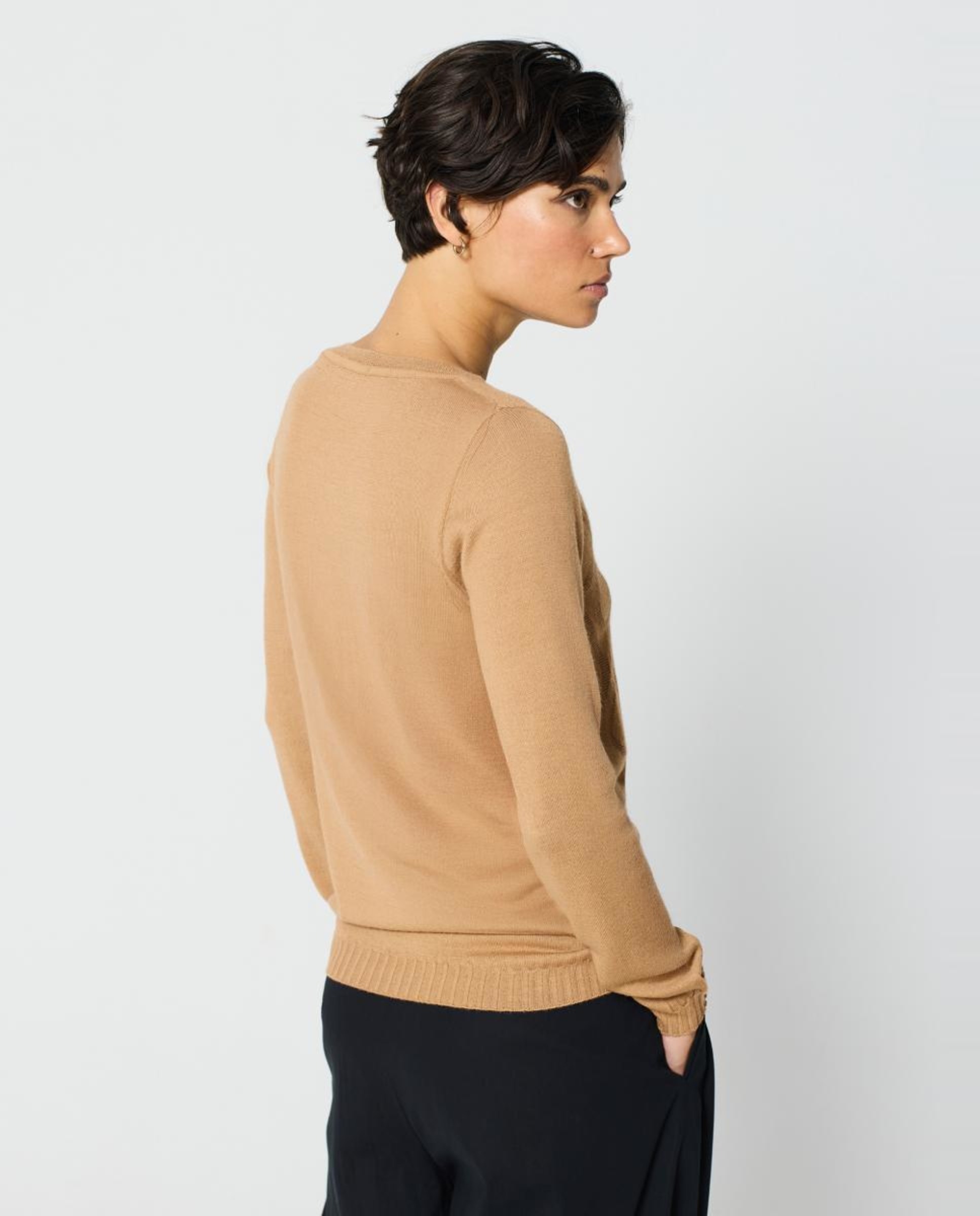 Camisola de Malha com Gotas Texturizadas à Frente Camel-2