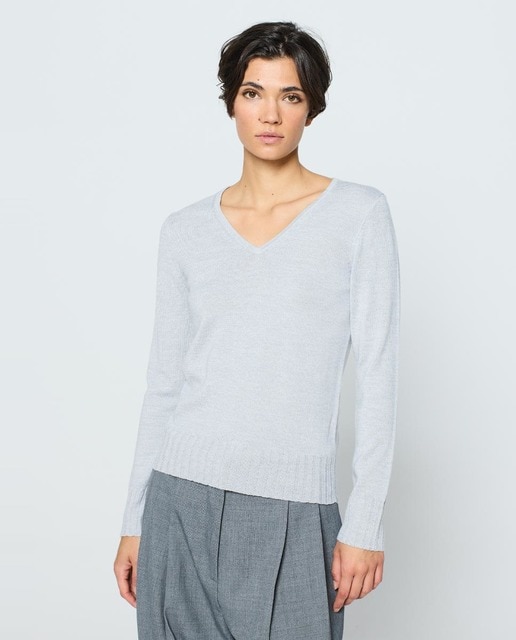 Imagen 0 de Jersey de mujer básico cuello pico y manga larga