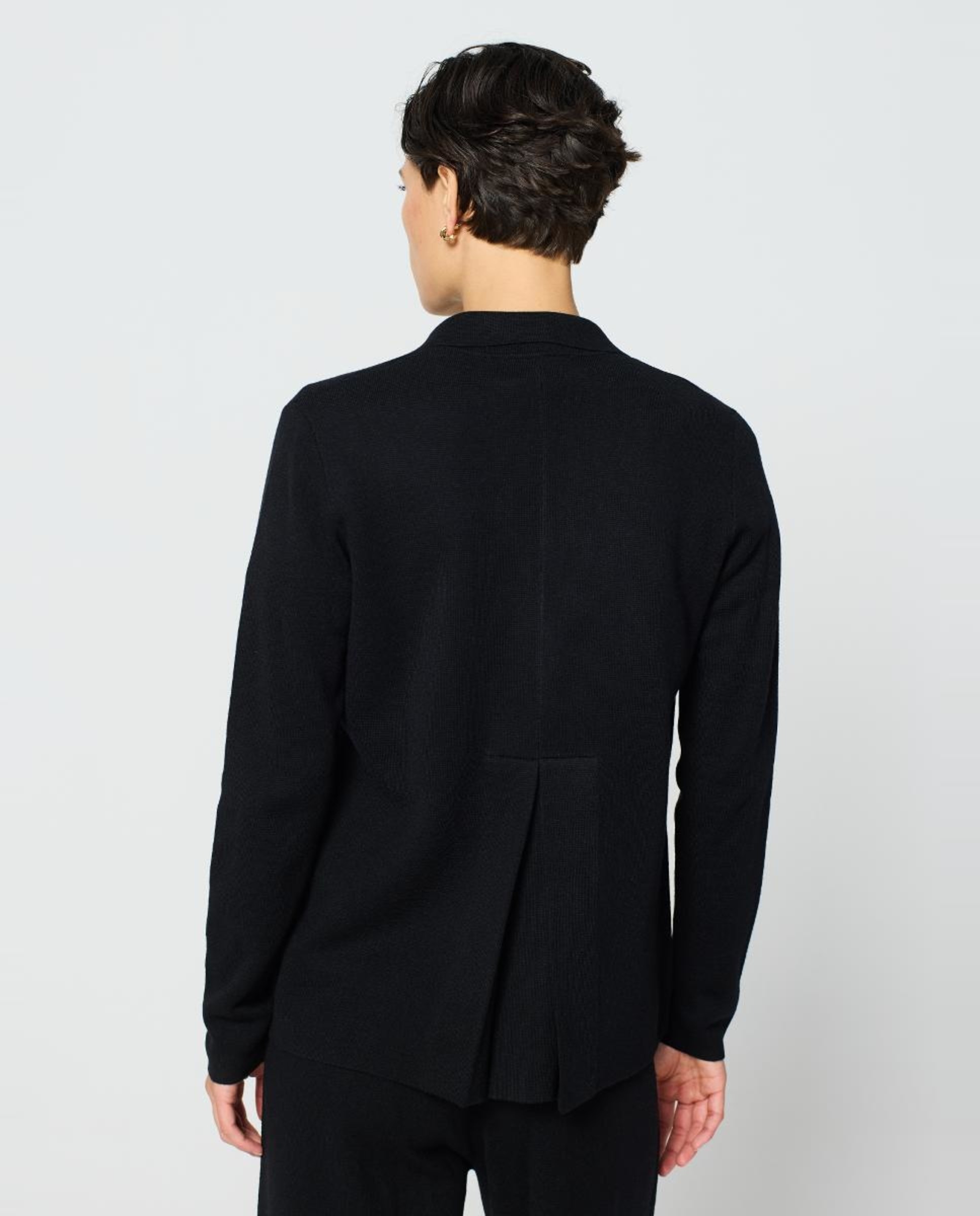 Casaco de Gola de Lapela com um Botão Preto-2