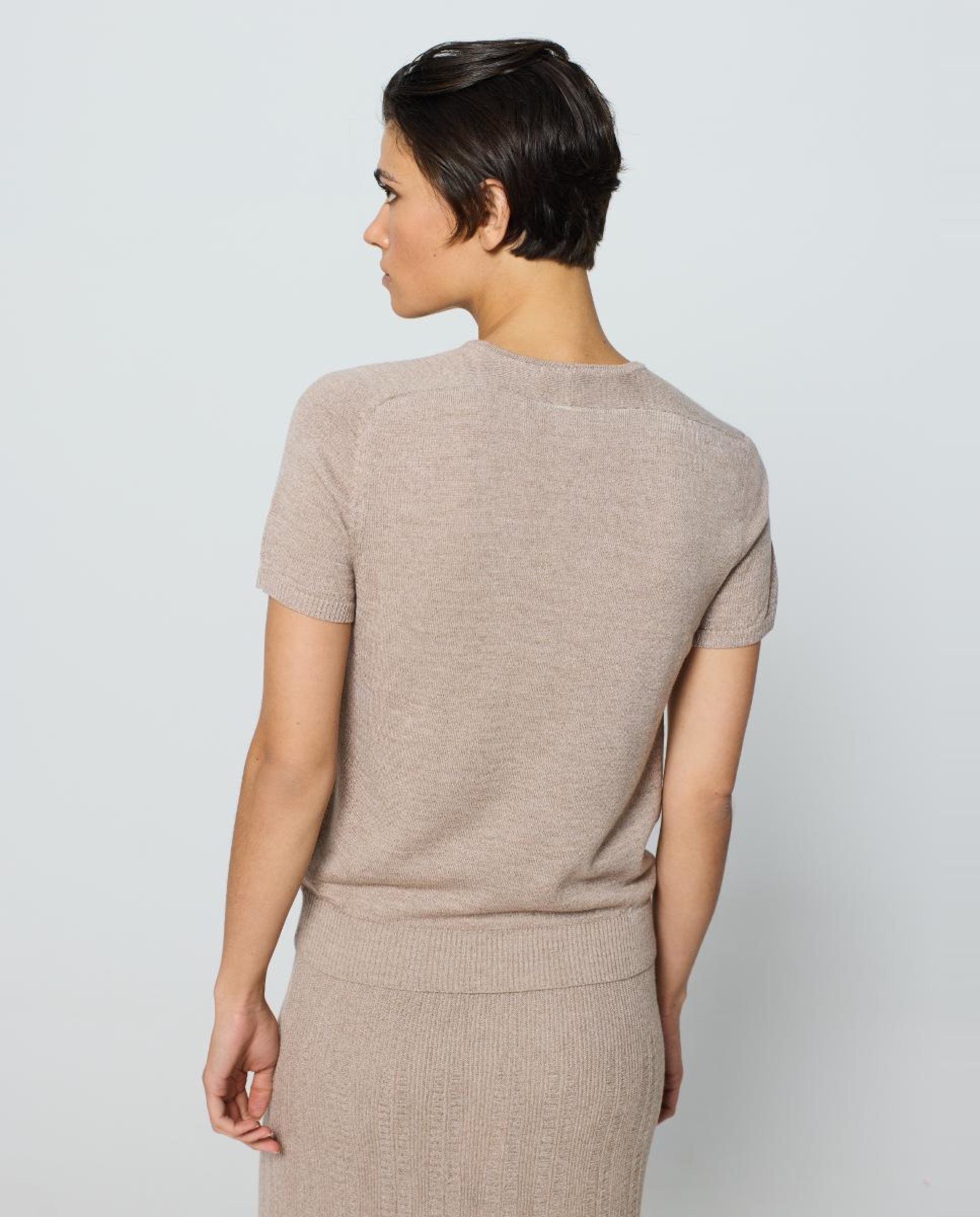 Conjunto Duplo de Decote Redondo Castanho-2