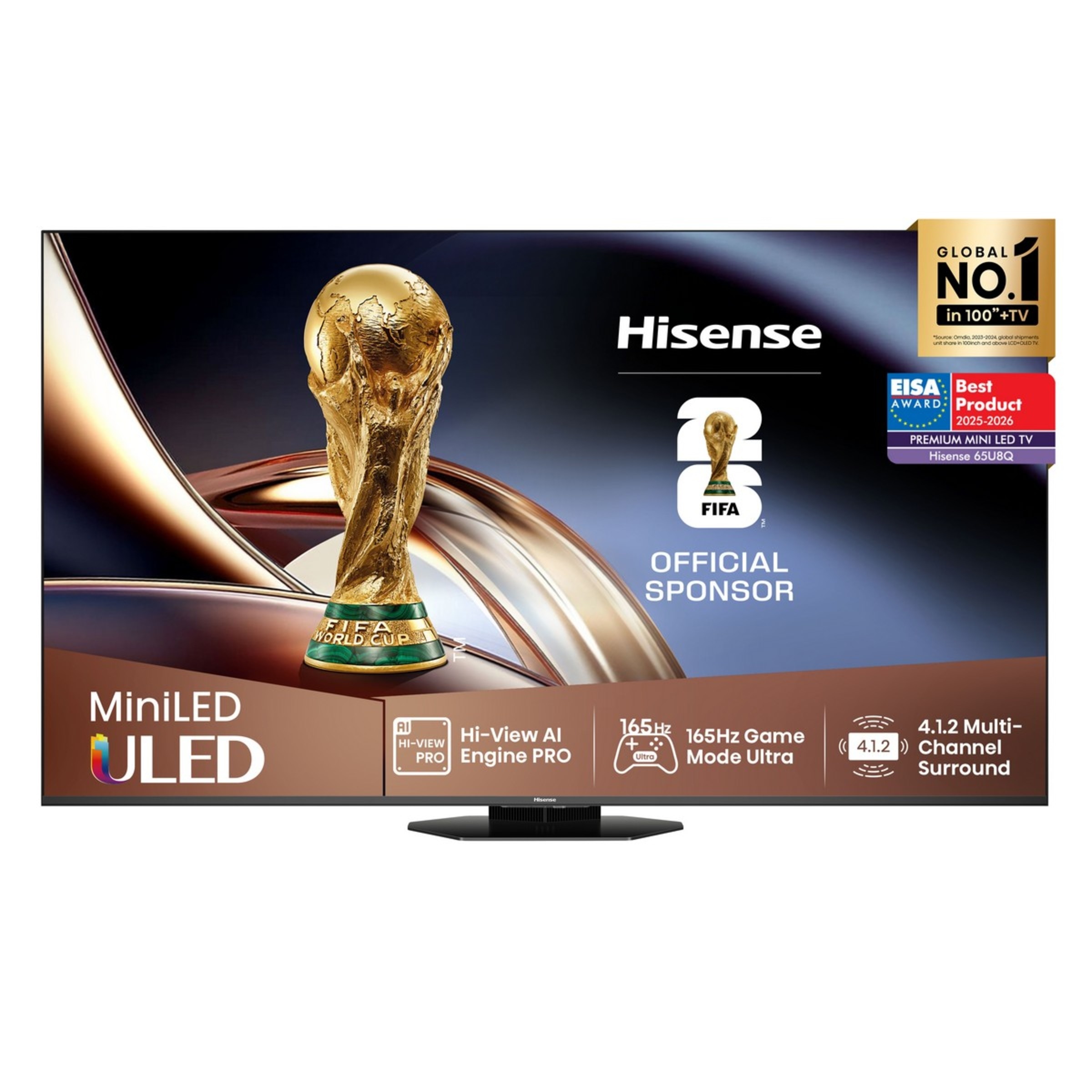 TV MiniLED 164 cm (65") Hisense 65U8Q, UHD 4K, Smart TV Alumínio/Cinzento-carvão-1