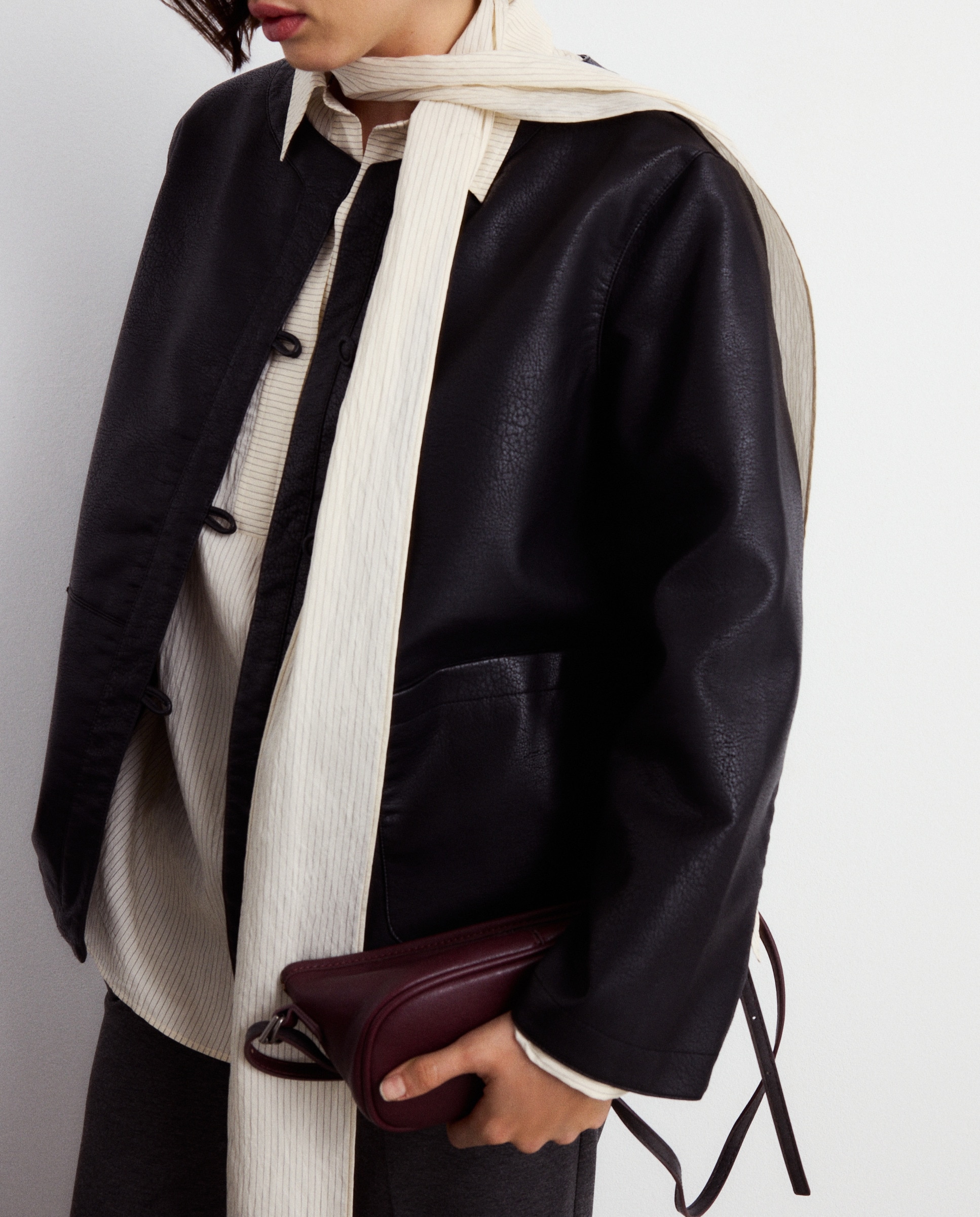 Casaco com Efeito de Pele 830 Antracite-3