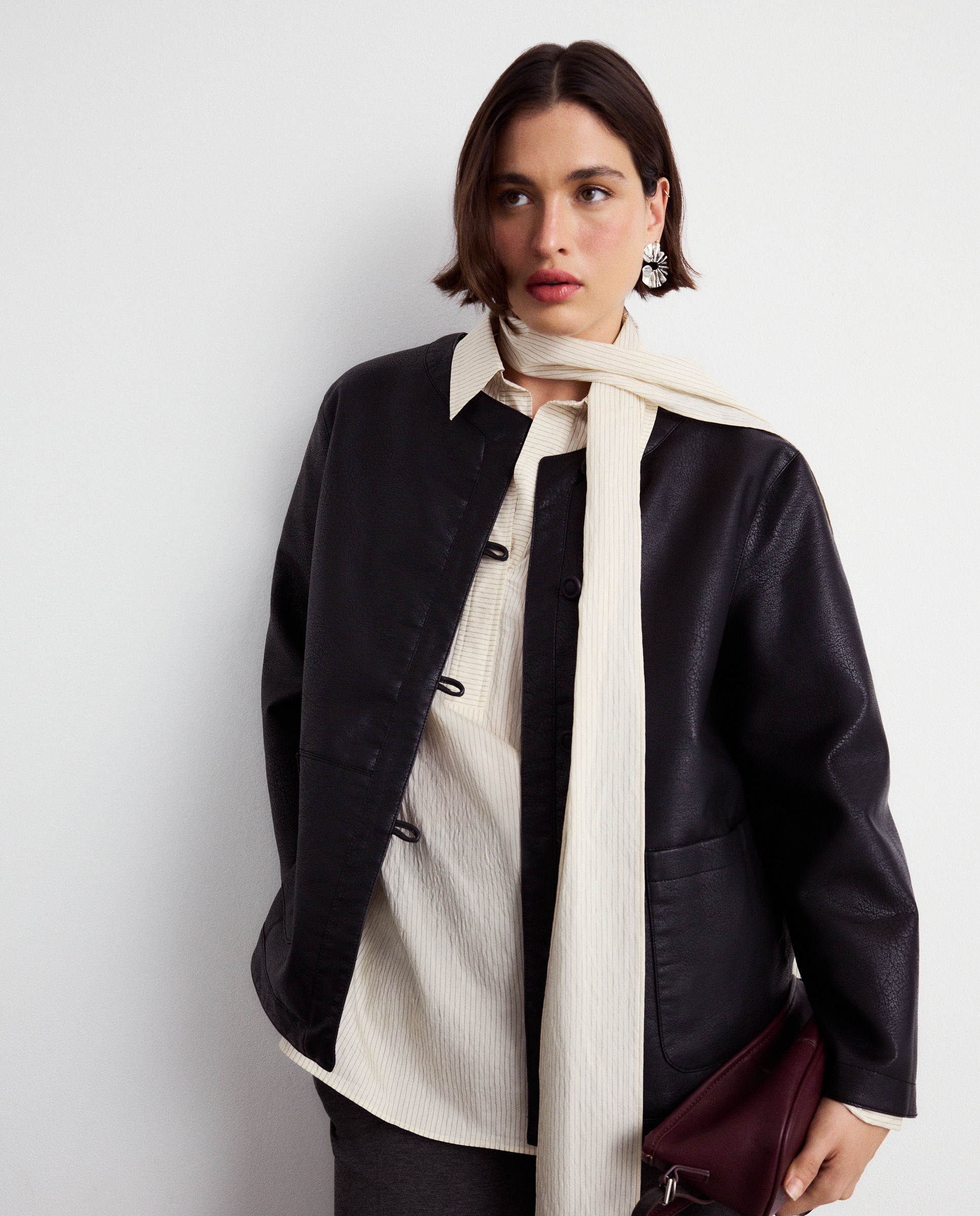 Casaco com Efeito de Pele 830 Antracite-2