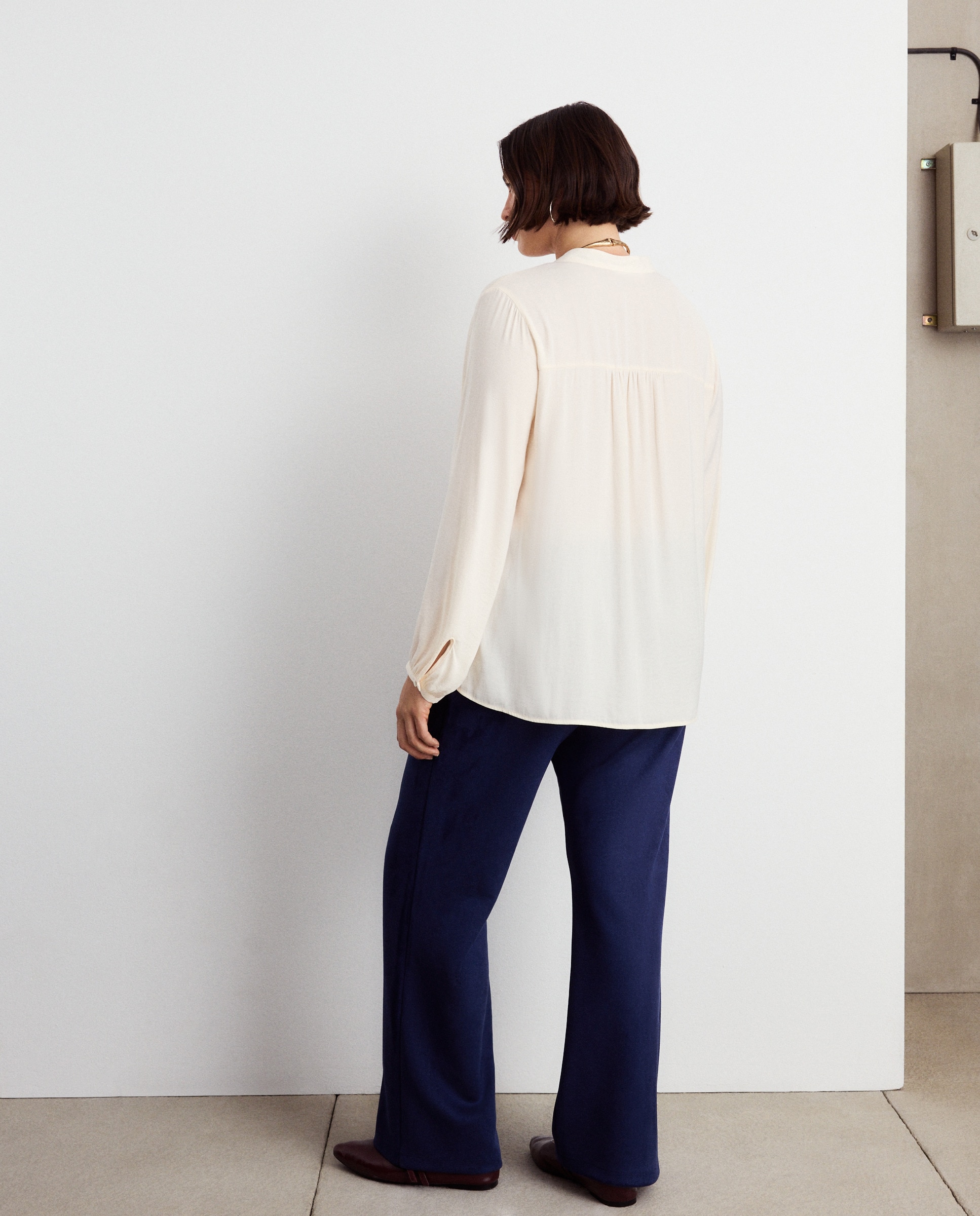 Calças de Efeito de Camurça 430 Azul Escuro-3