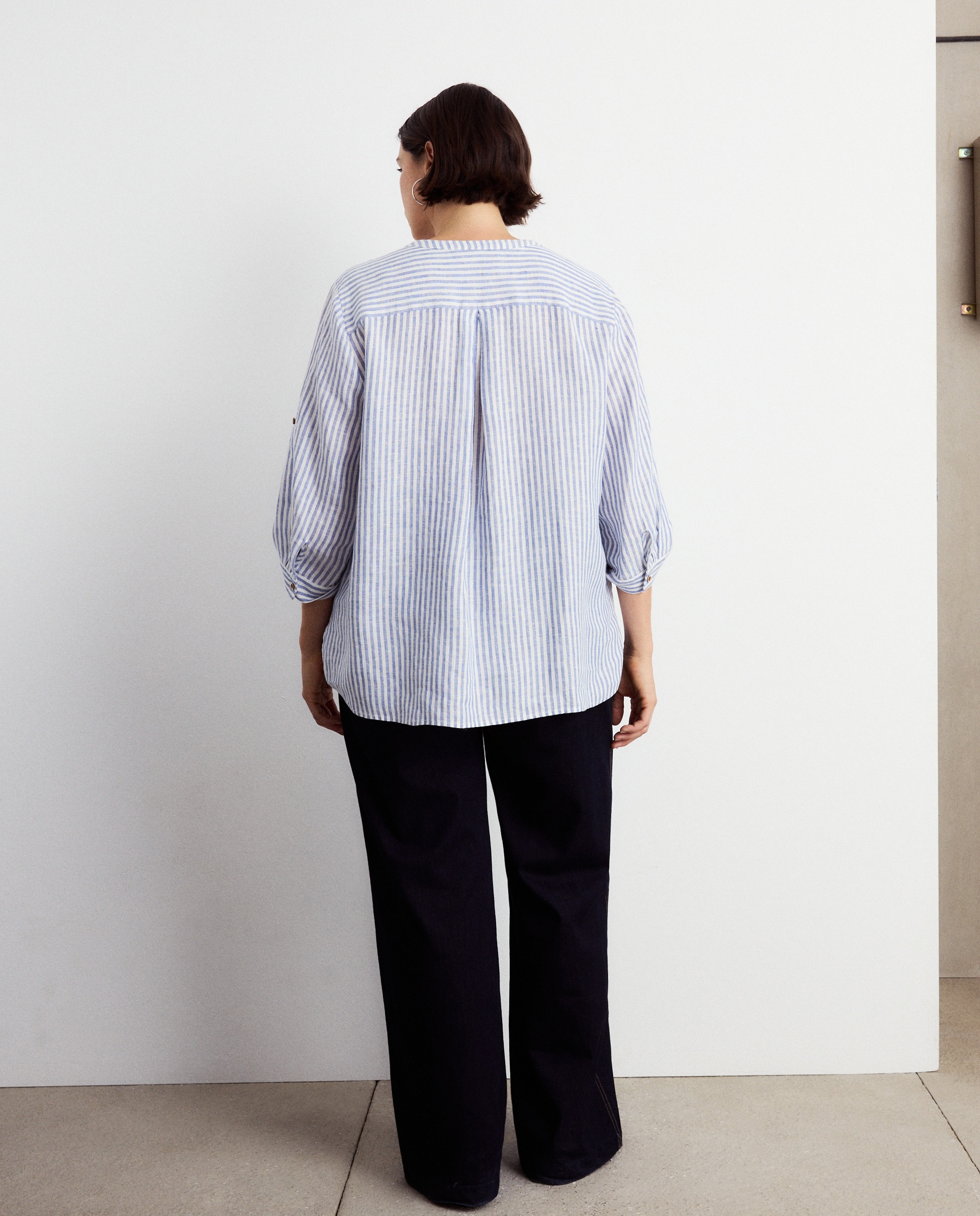 Blusa Estampada de Linho Azul-4