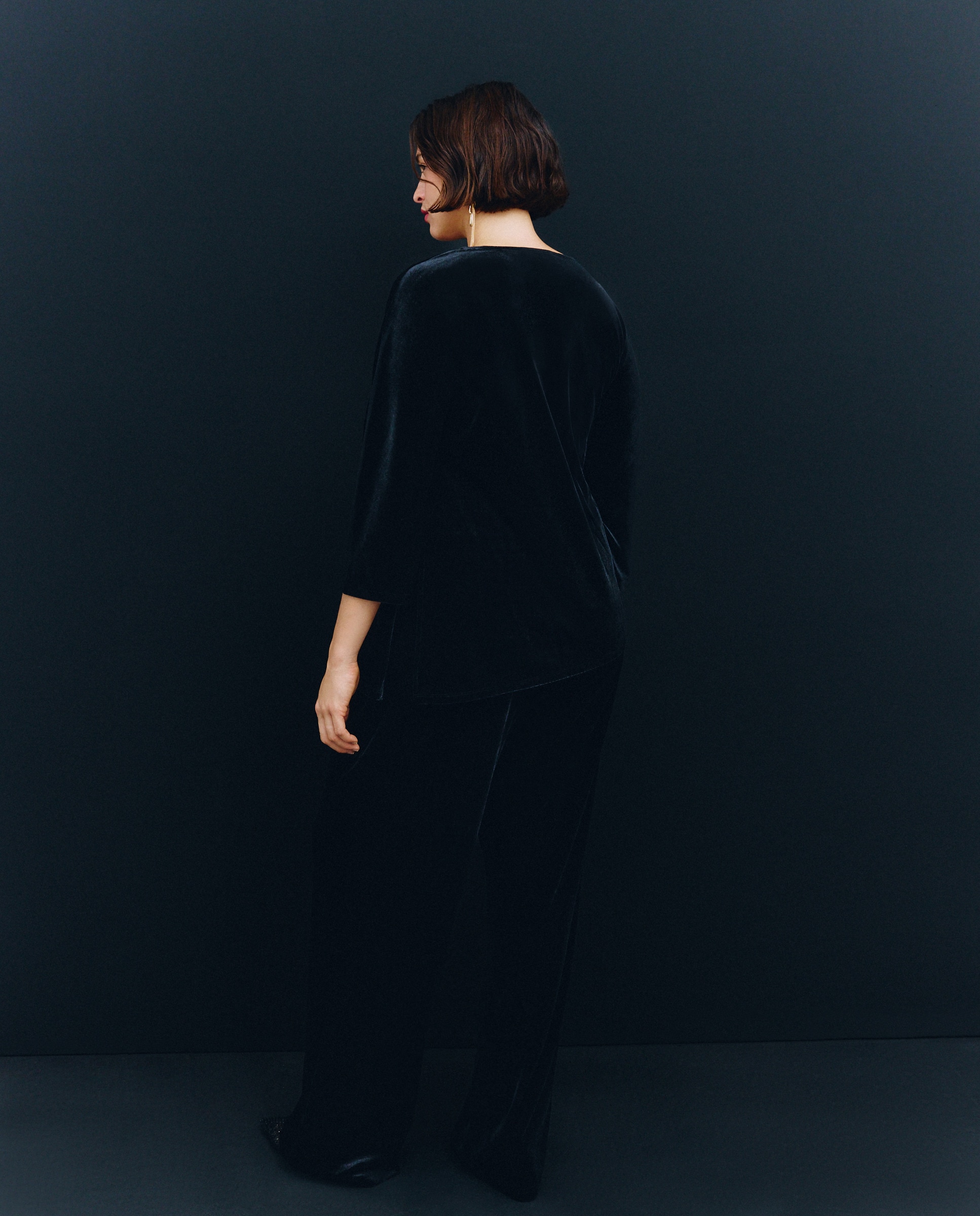 Camisola Lisa com Manga 3/4 Preto-3