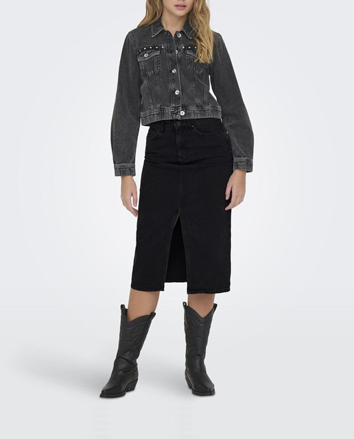 Imagen 0 de Falda midi vaquera con apertura