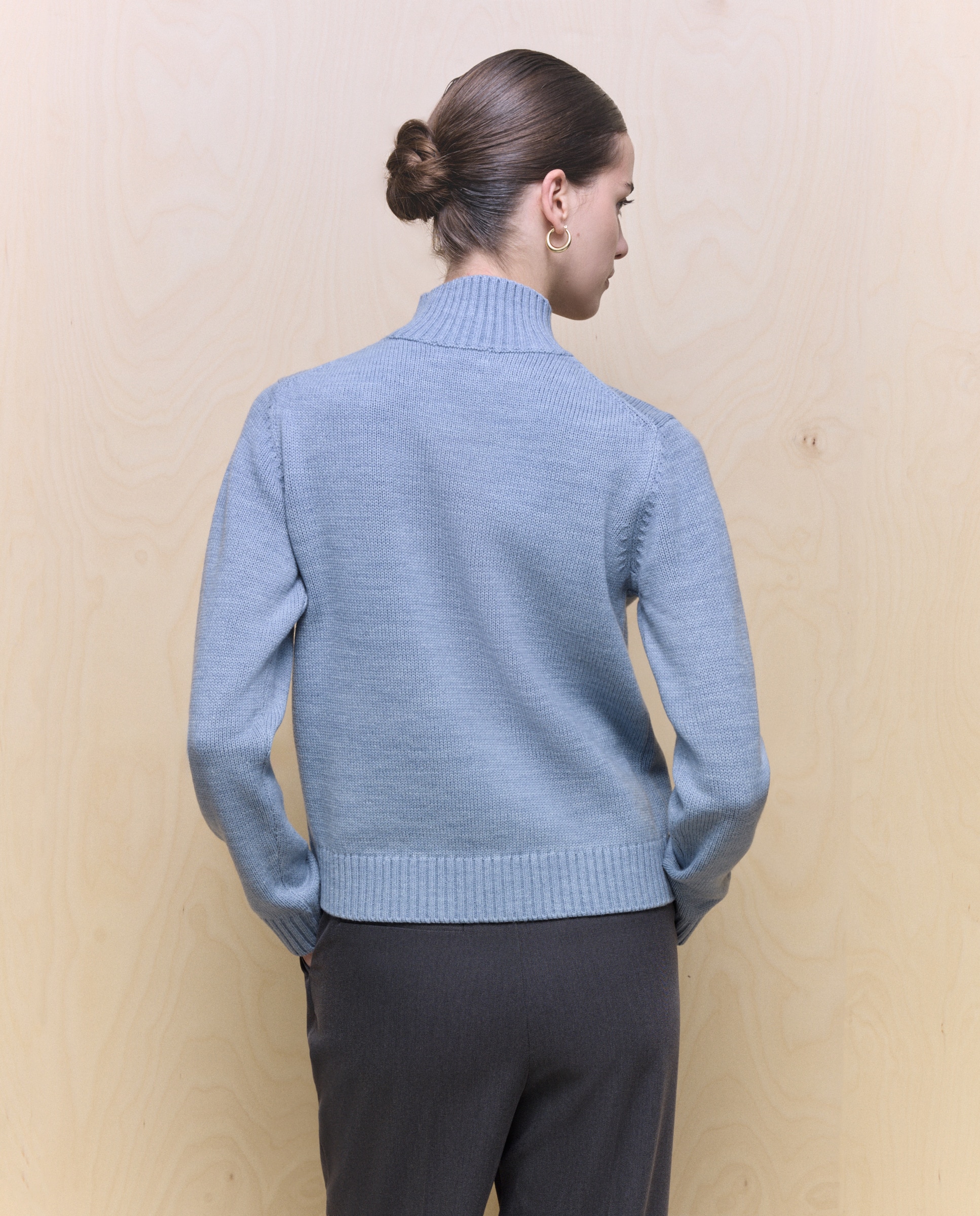 Camisola de Malha Lisa com Gola Alta 471 Índigo-3