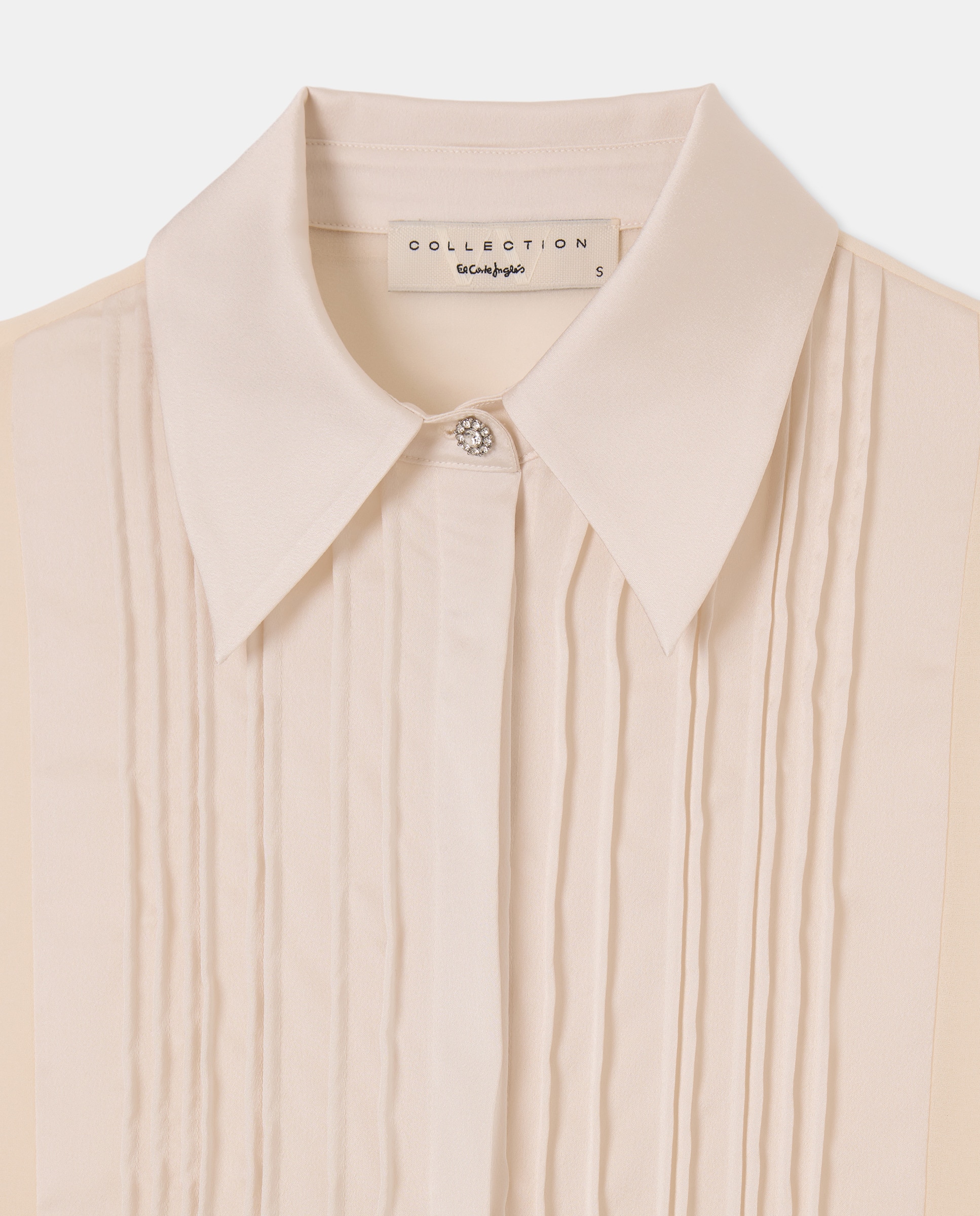 Blusa de Manga Comprida Acetinada com Pregas 120 Cru-5