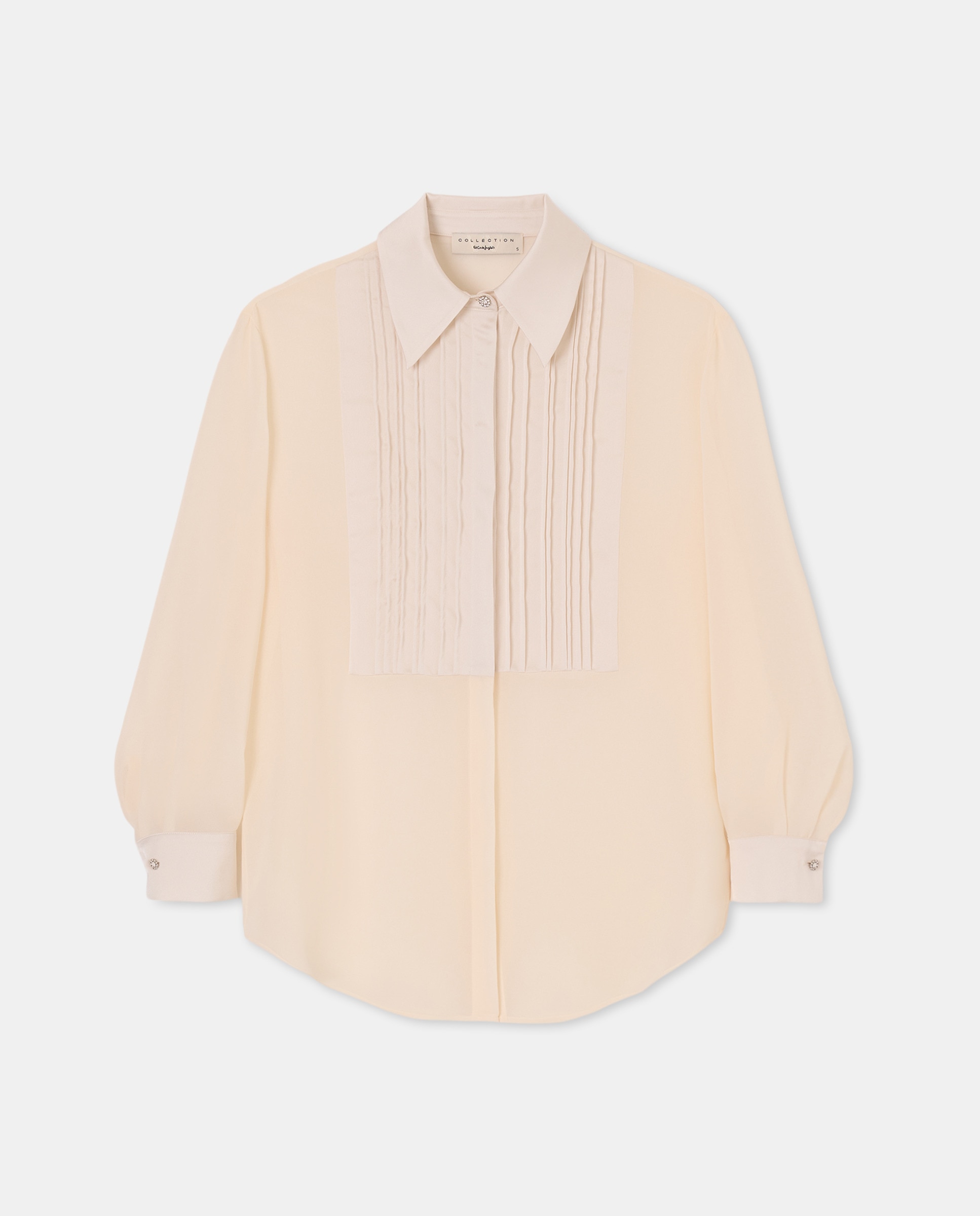 Blusa de Manga Comprida Acetinada com Pregas 120 Cru-4