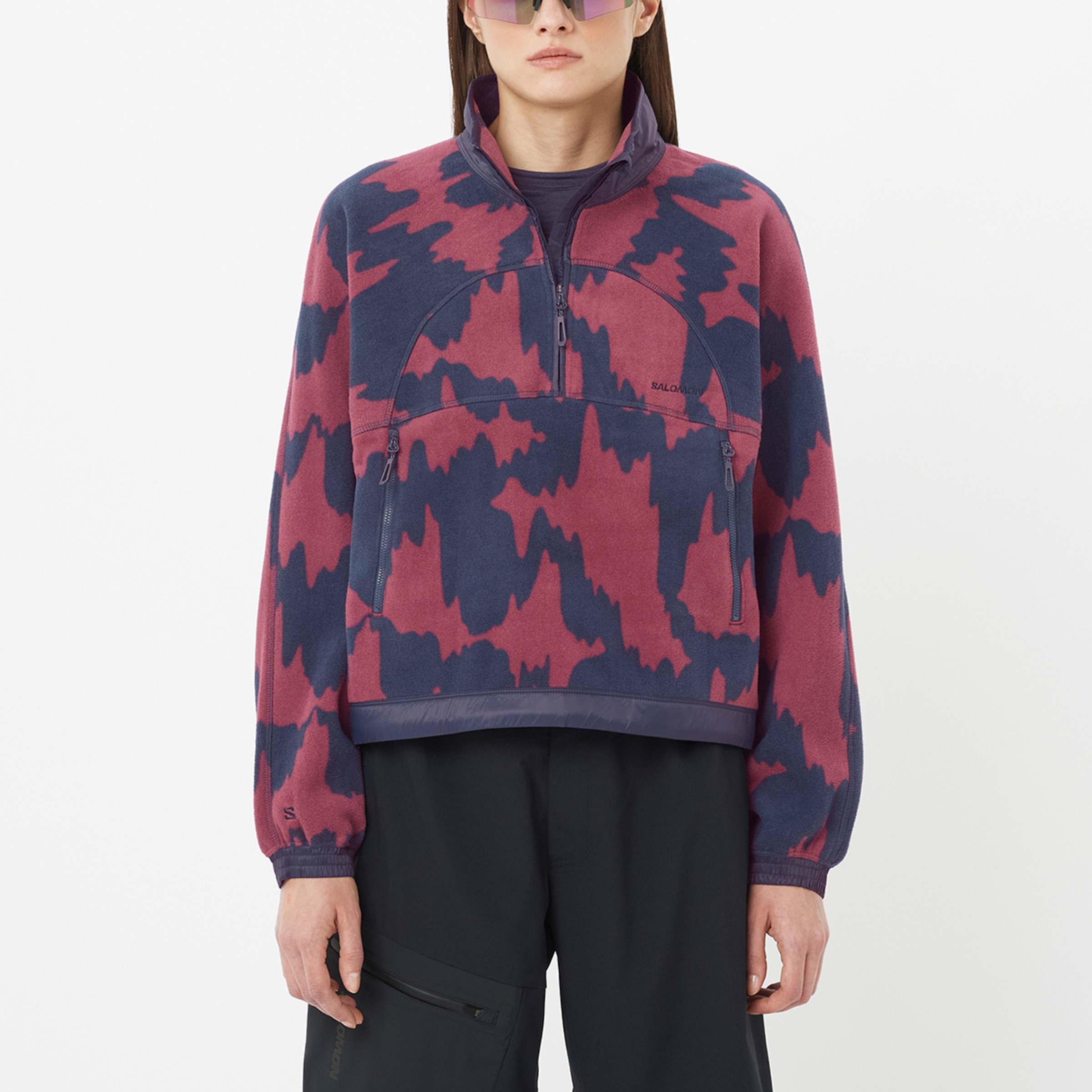 Imagen 0 de Prenda intermedia de media cremallera para mujer CHROMA FLEECE CROP HZ W SALOMON Gris oscuro