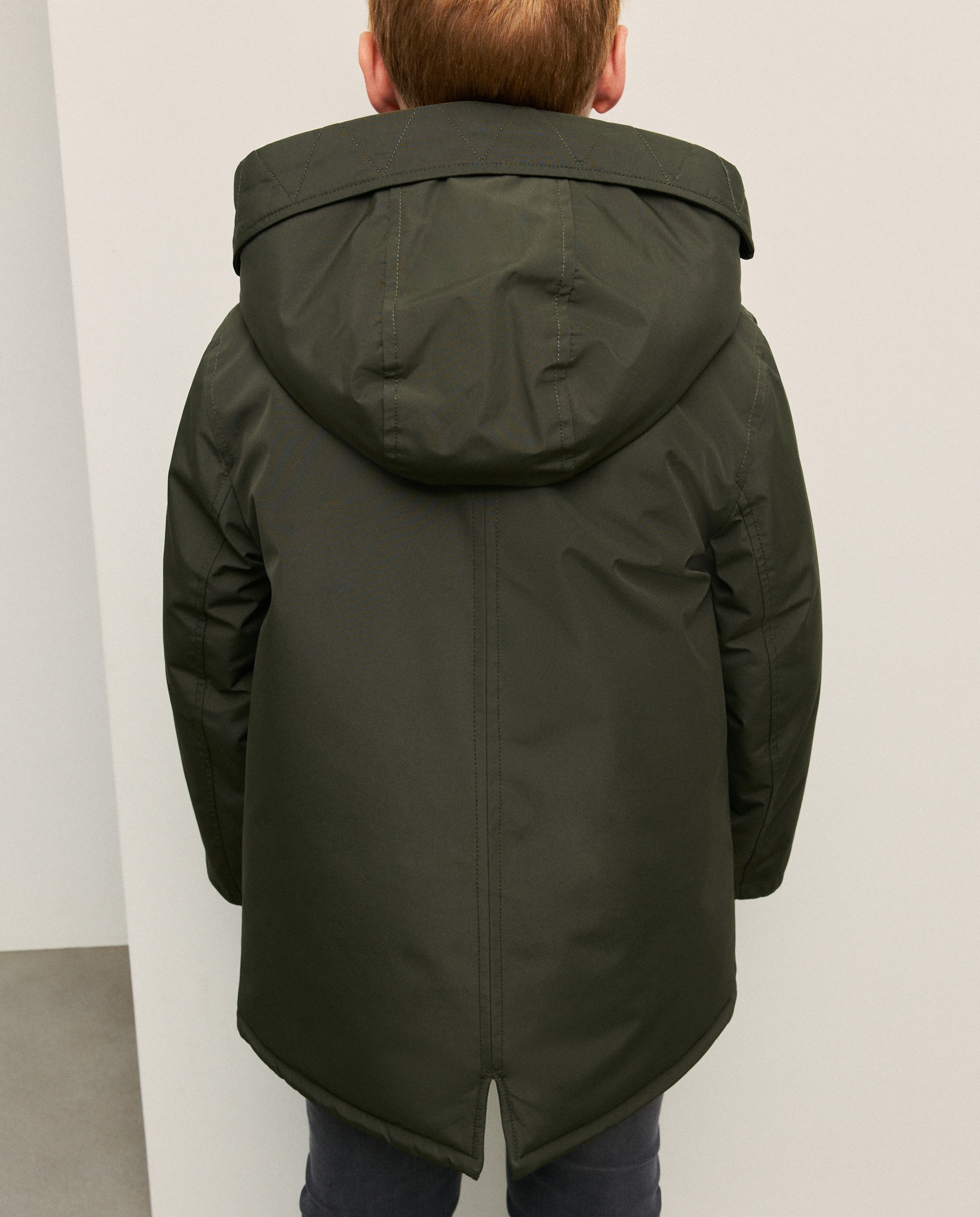 Parka Tipo Coreana Lisa Comprida 530 Verde Escuro-4