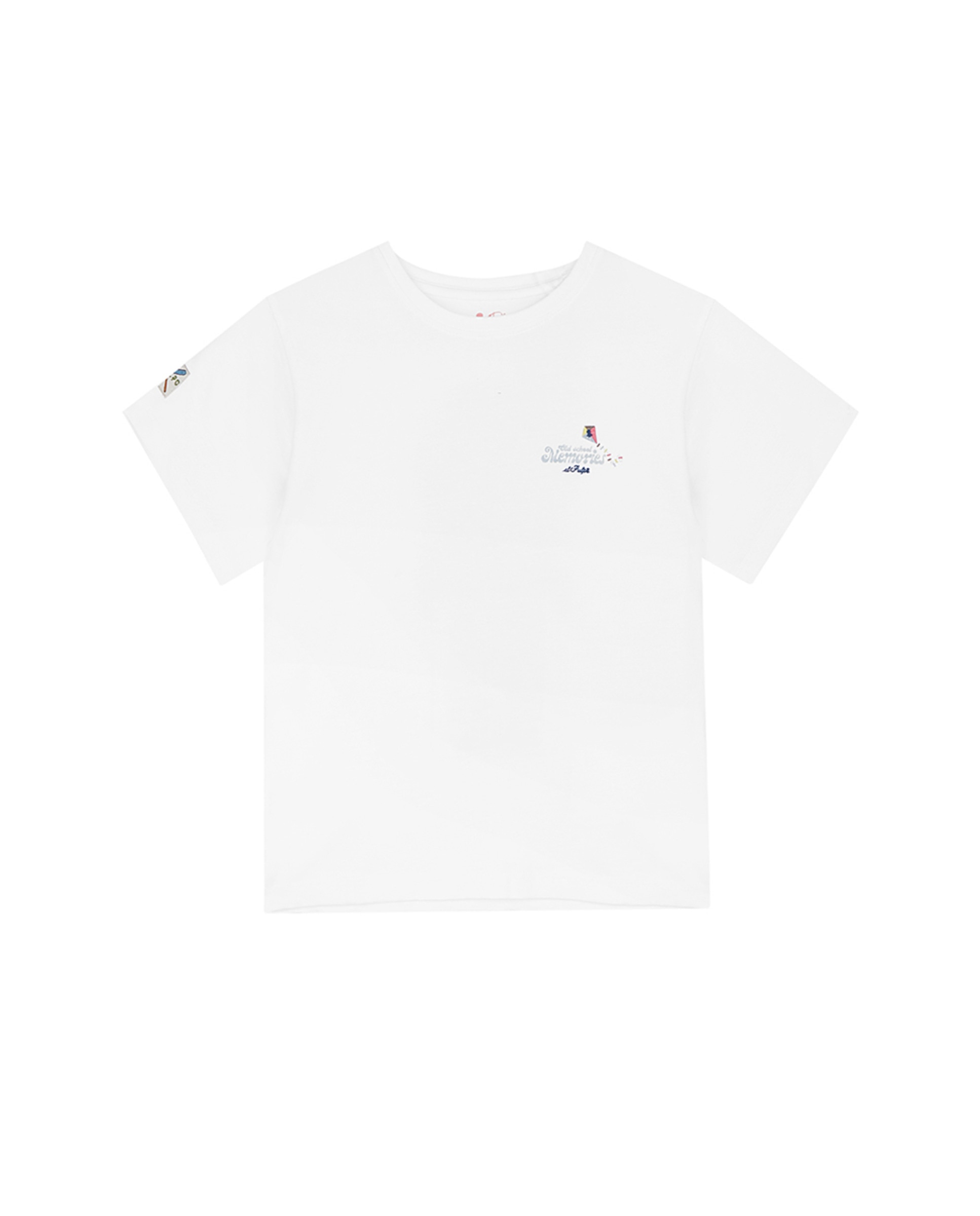 T-shirt de Manga Curta e Decote Redondo Branco-1