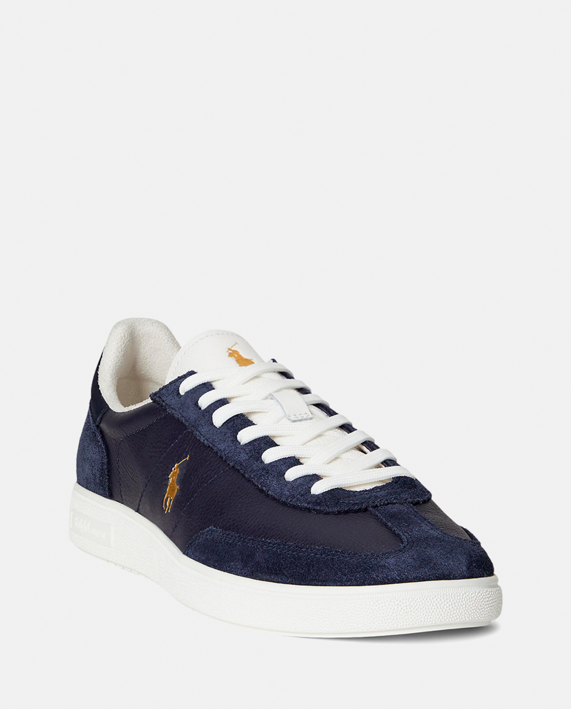 Sapatilhas Baixas Bedford em Pele Azul-marinho-6